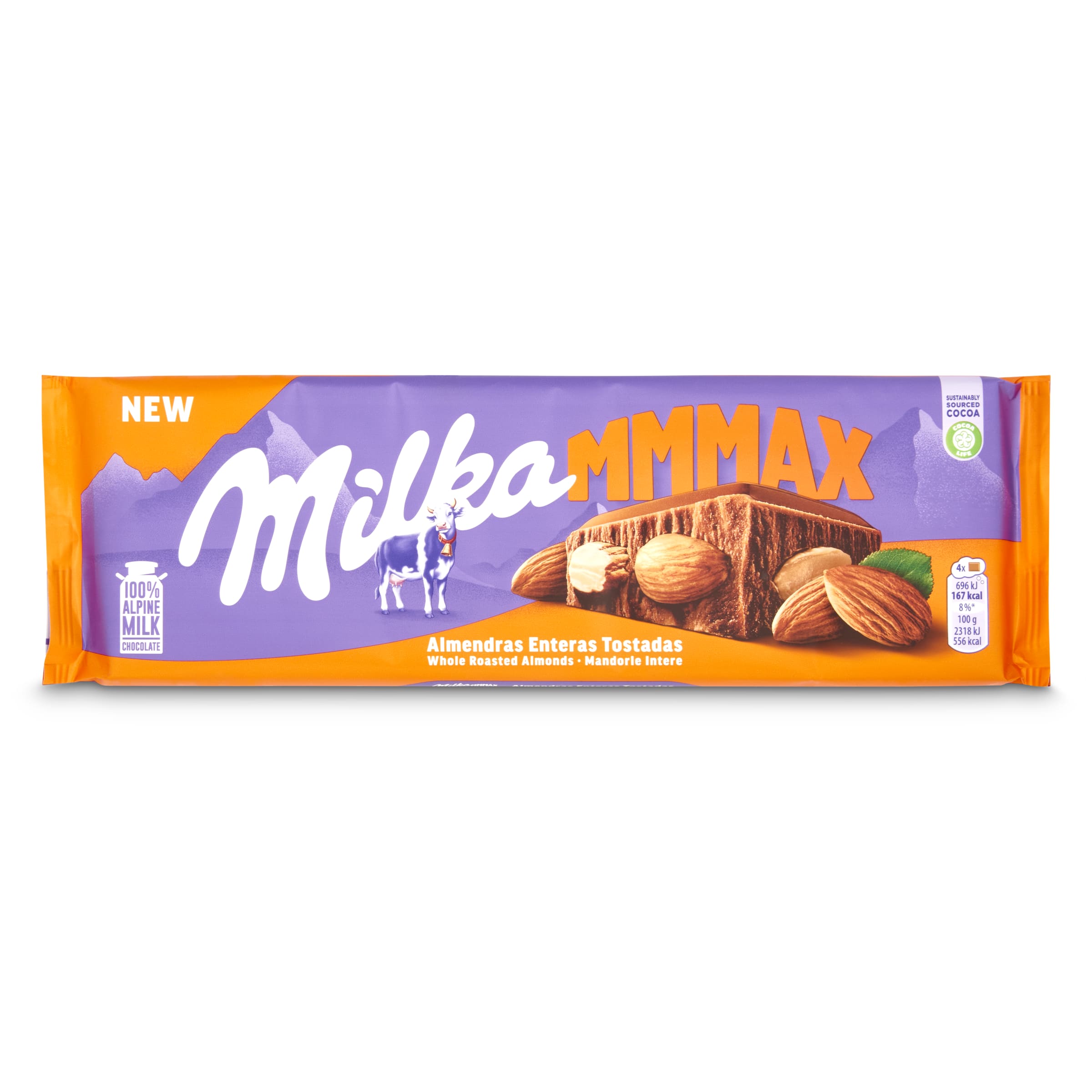 MILKA chocolate con leche con almendras enteras tableta 270 gr