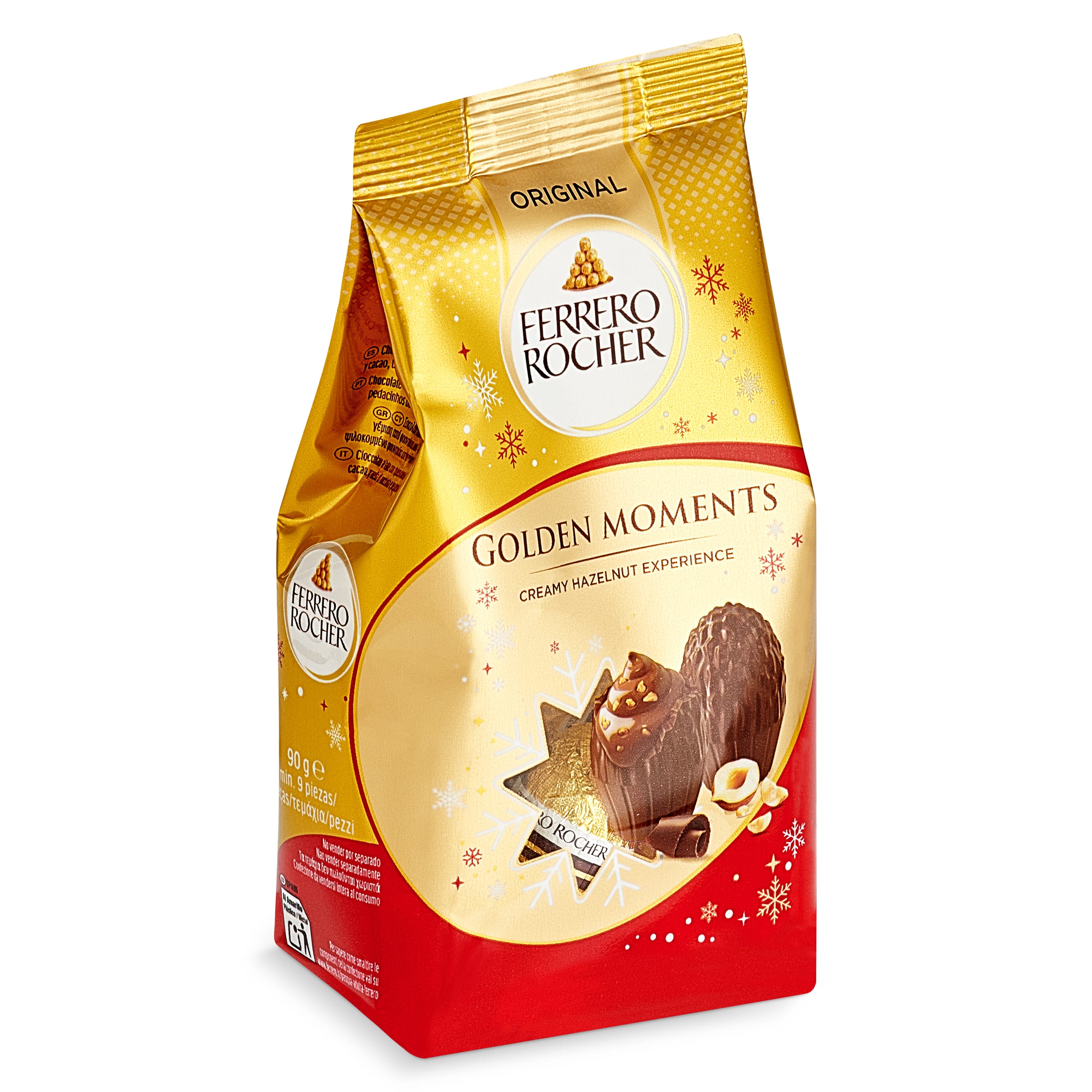 Chocolate con leche con relleno de avellanas Golden Moments Ferrero Rocher bolsa 90 g