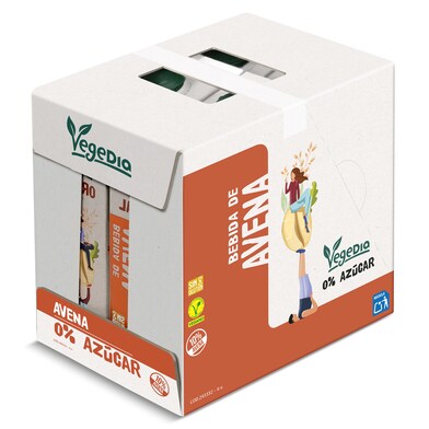 Bebida de avena 0% azúcares Dia Vegedia pack 6 x 1 L-0 Bebida de avena 0% azúcares Dia Vegedia pack 6 x 1 L-0