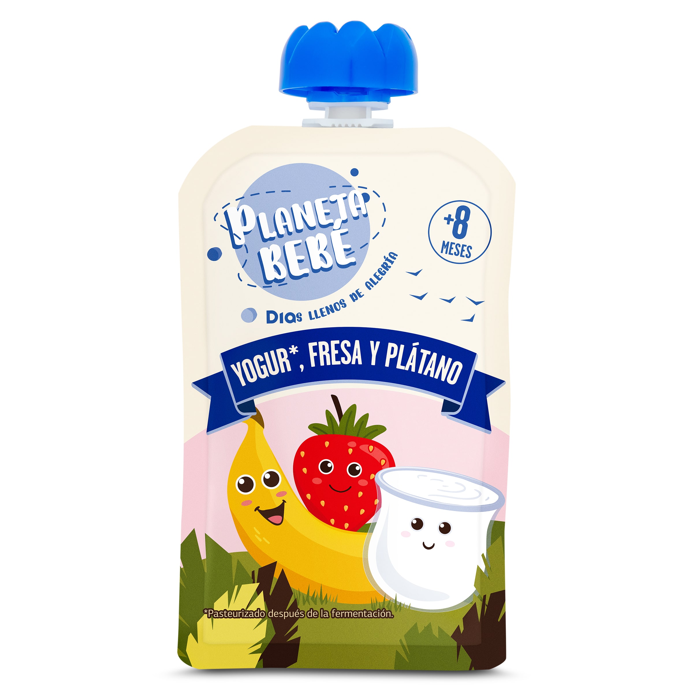Yogur con fresa y plátano Planeta Bebé bolsa 100 g