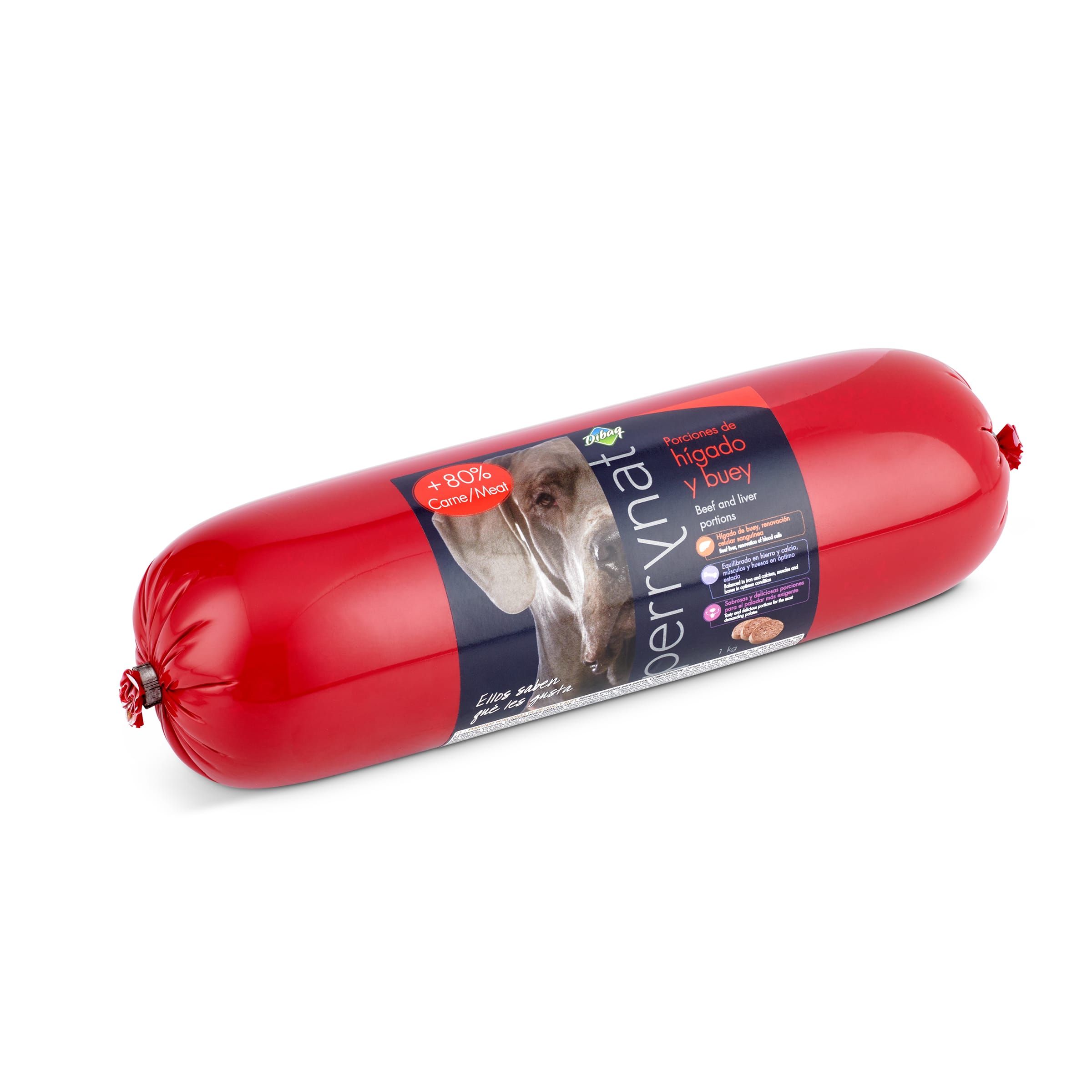 PERRYNAT salchicha para perros de hígado y buey pieza 1 kg