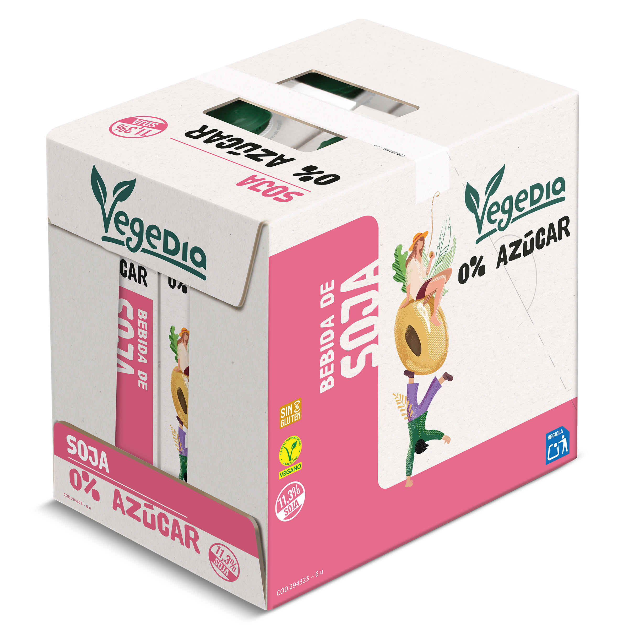 Bebida de soja 0% azúcares Dia Vegedia pack 6 x 1 L