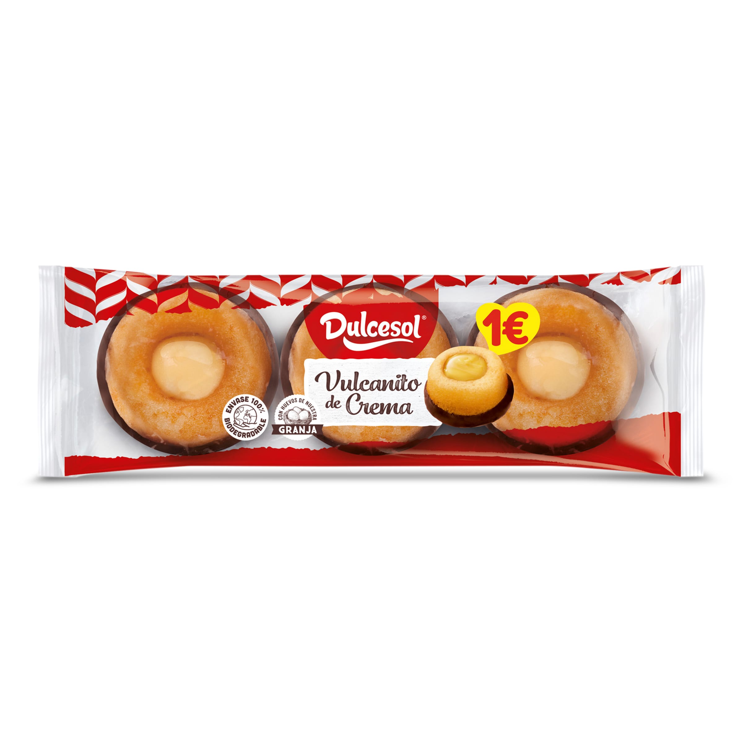 DULCESOL vulcanitos de crema paquete 143 gr