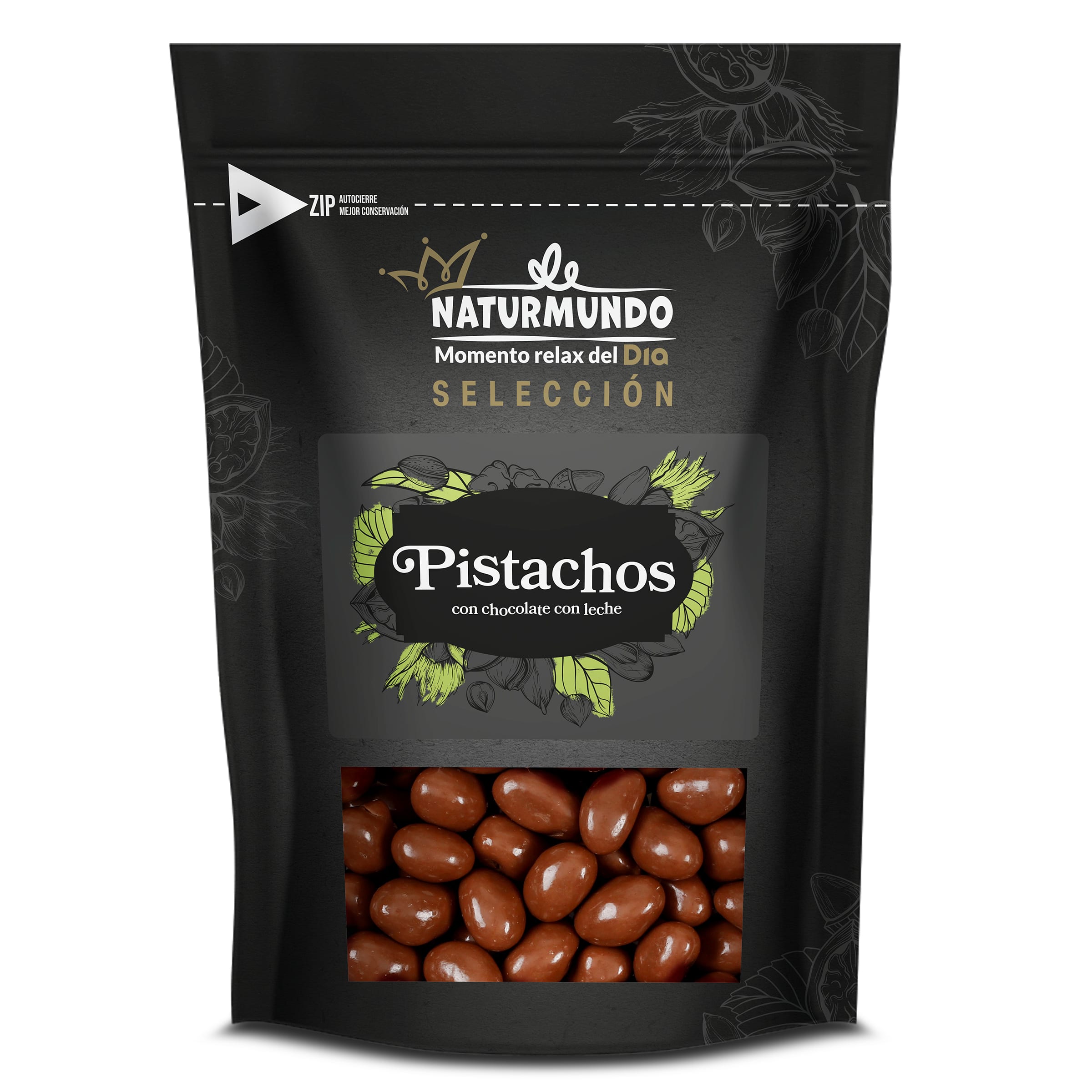 Pistachos recubiertos de chocolate con leche Naturmundo bolsa 150 g