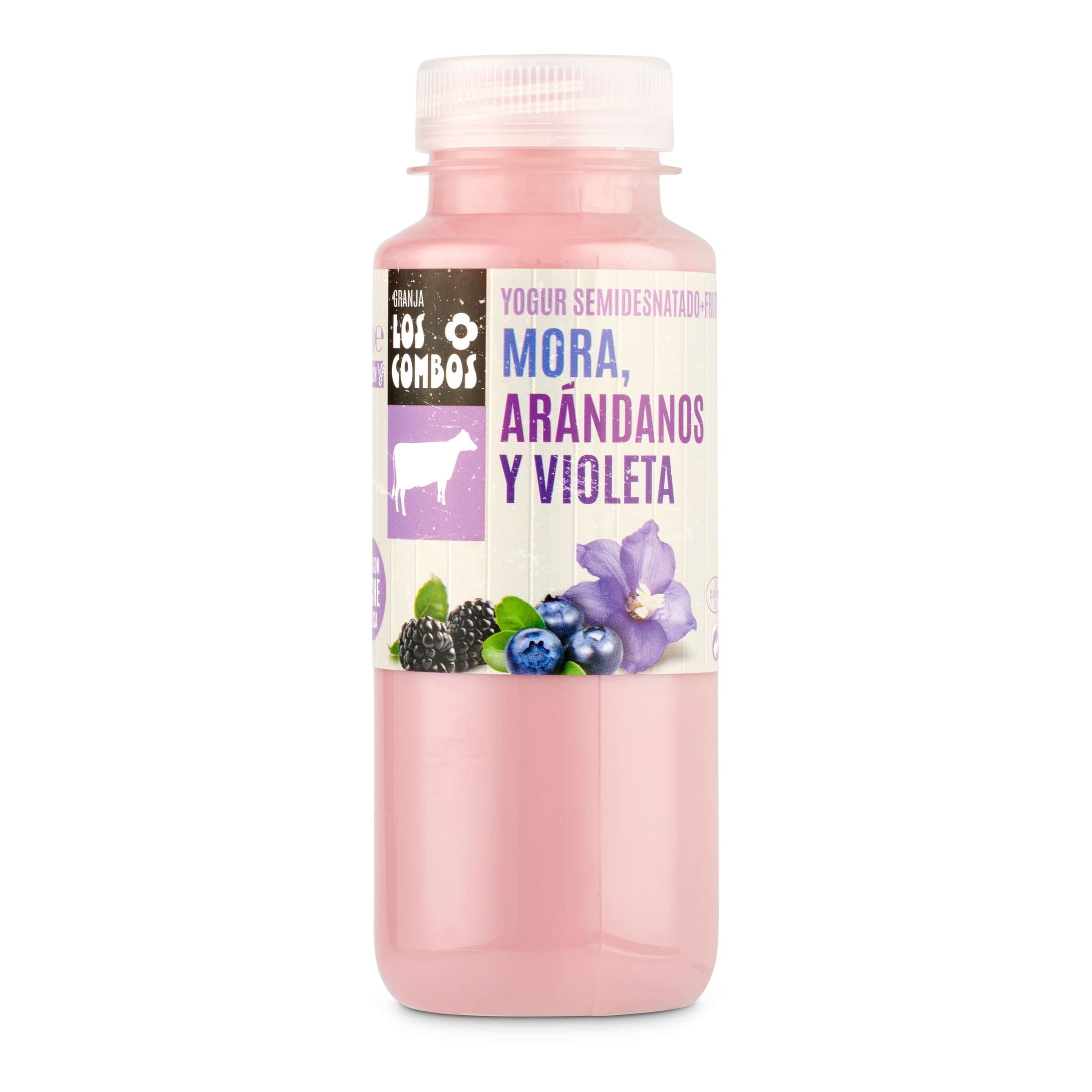 LOS COMBOS yogur líquido de mora, arándanos y violeta botella 250 ml