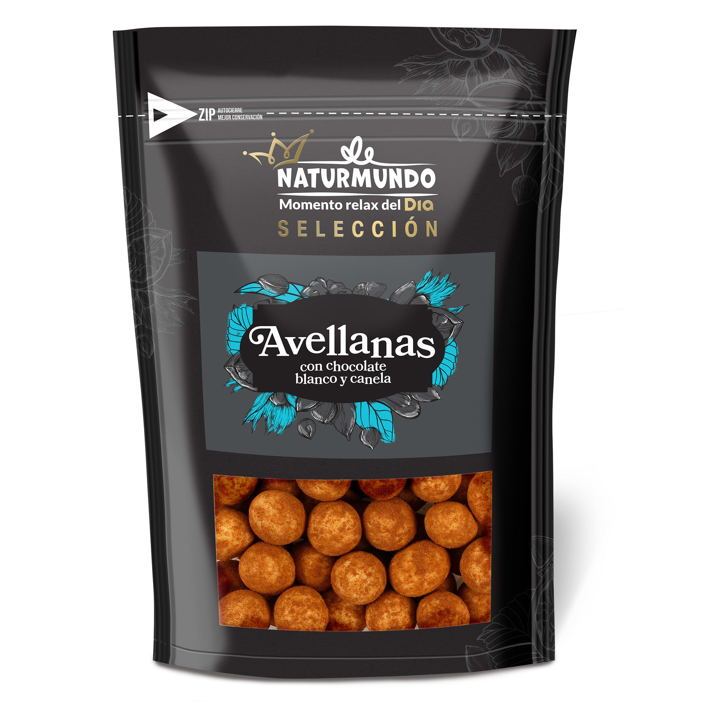 Avellanas recubiertas con chocolate blanco y canela Naturmundo bolsa 150 g