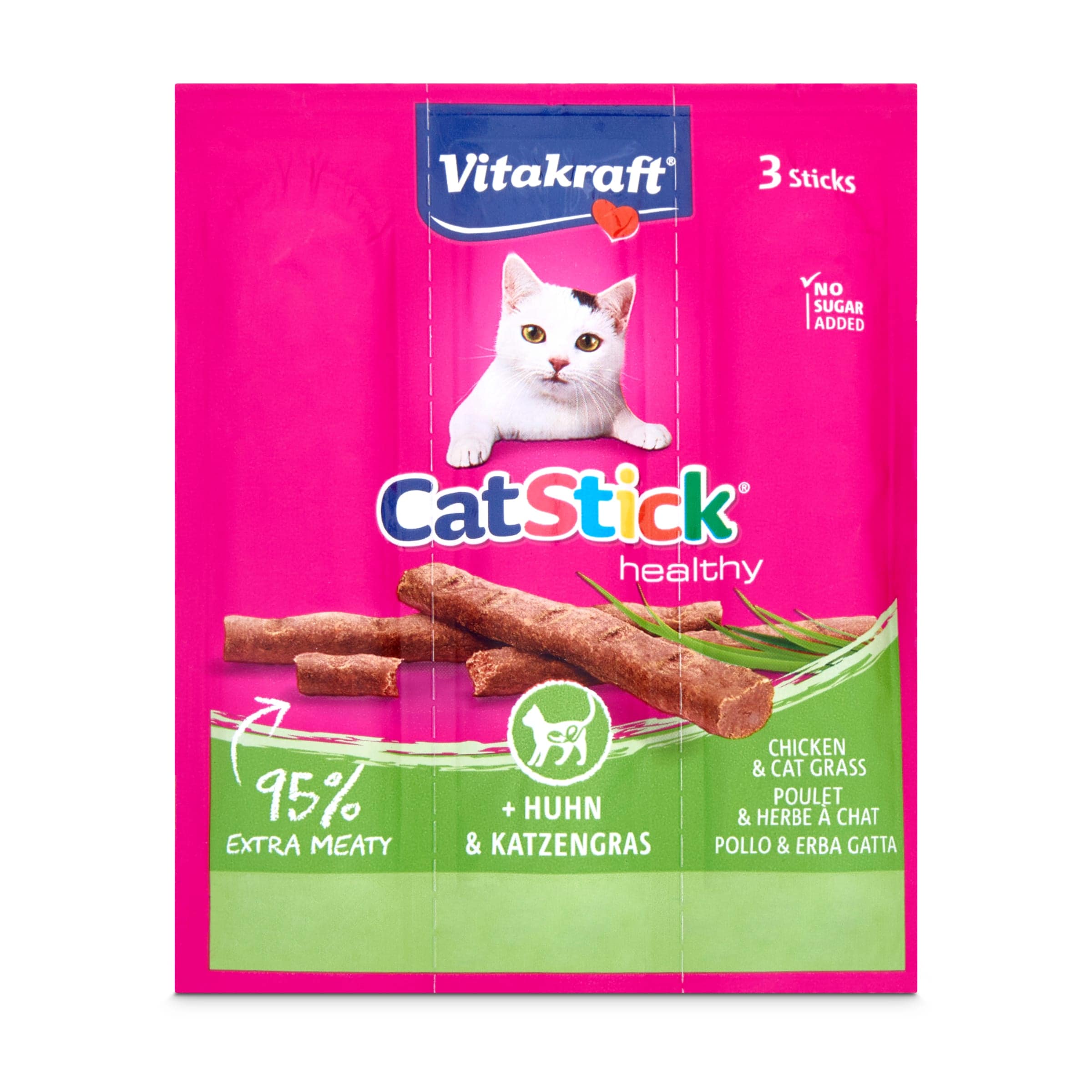 Snack para gato de pollo con hierba 3 unidades Vitakraft bolsa 18 g