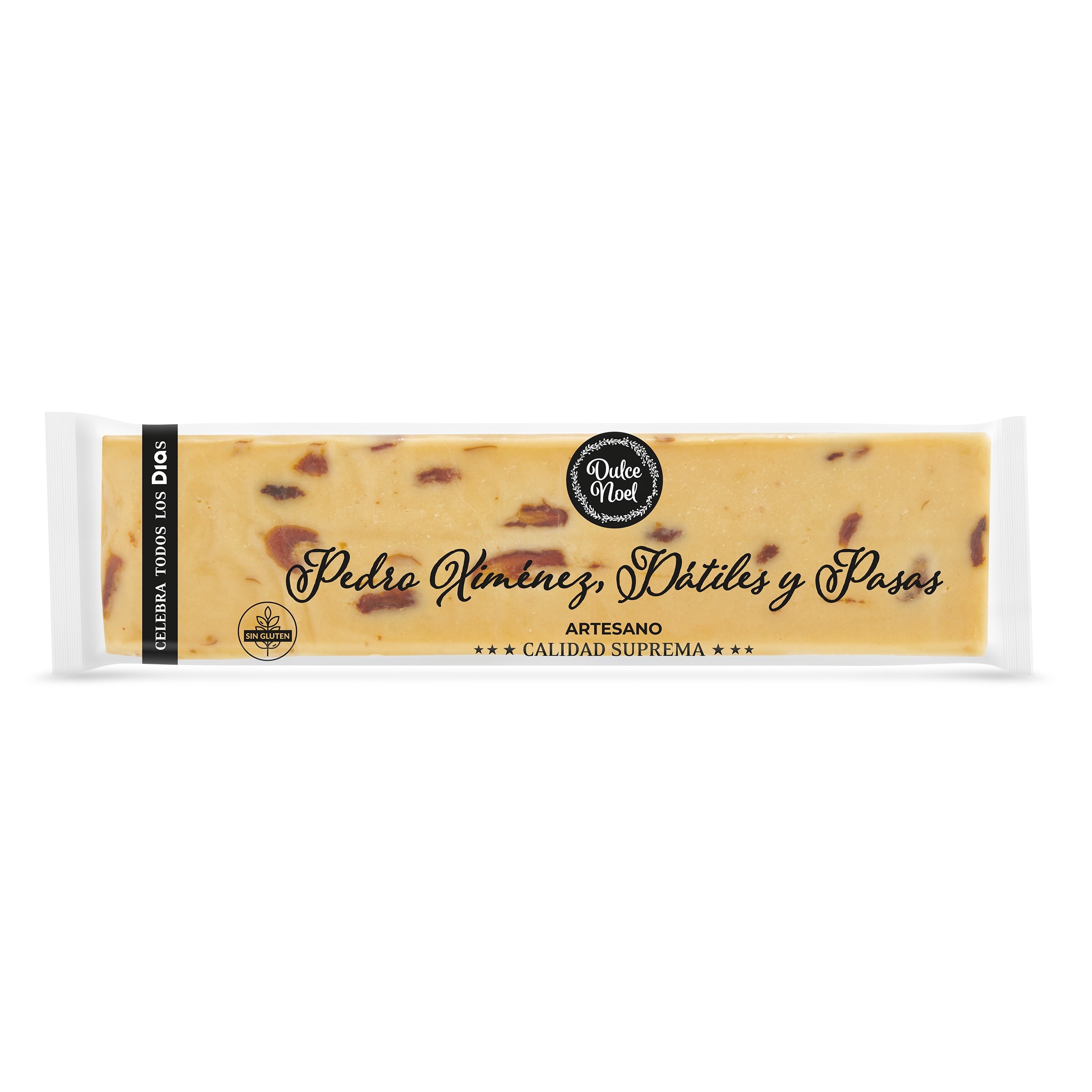 Turrón de almendra con dátiles, vino Pedro Ximénez y pasas Dulce Noel bolsa 240 g