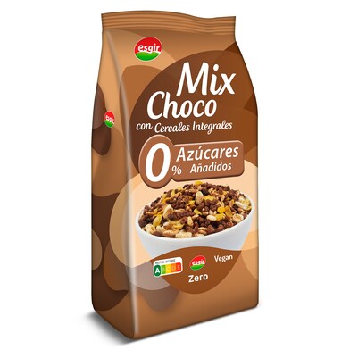 Cereales integrales 0% azúcares añadidos mix choco Esgir bolsa 250 g-0 Cereales integrales 0% azúcares añadidos mix choco Esgir bolsa 250 g-0