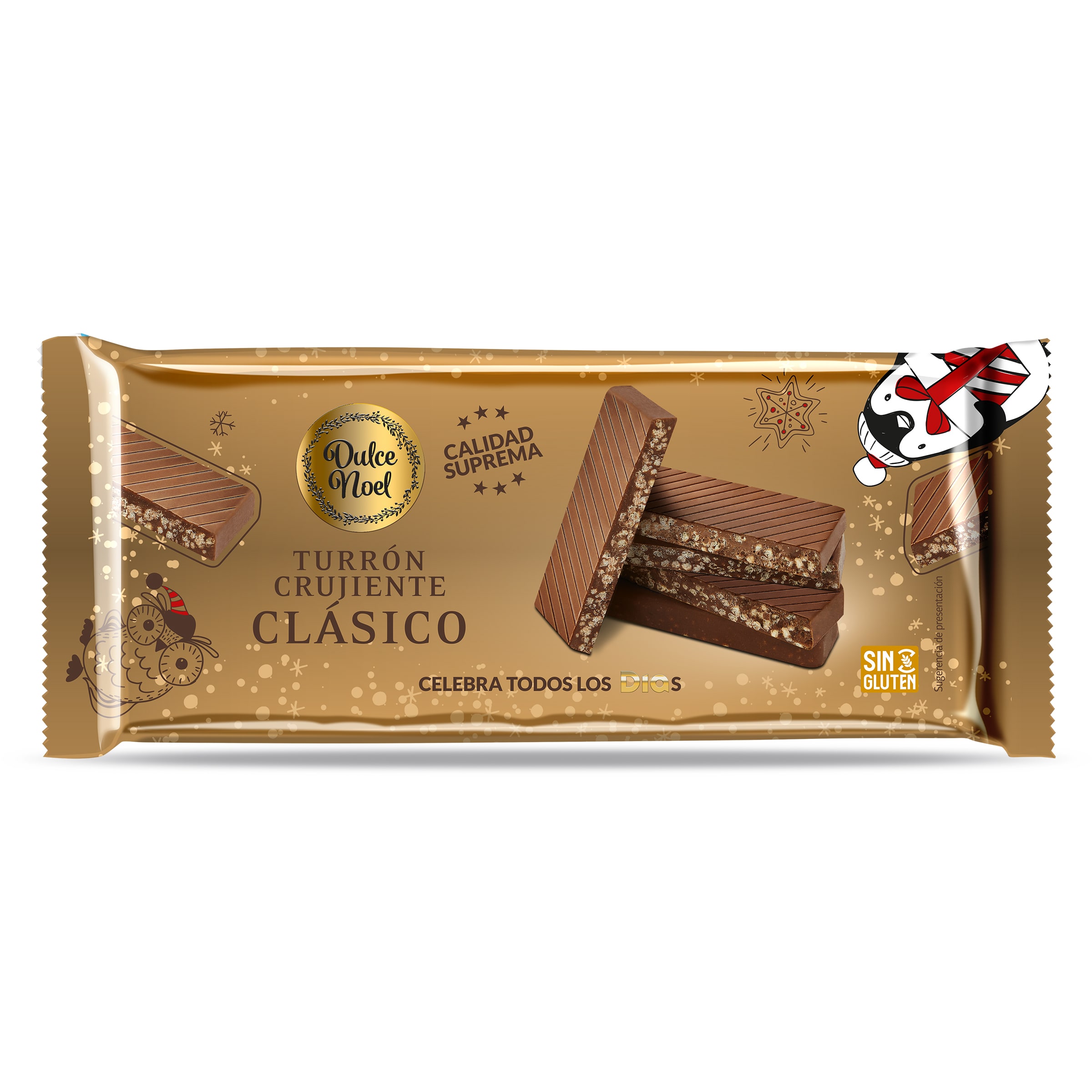 Turrón crujiente de chocolate con leche Dulce Noel bolsa 140 g