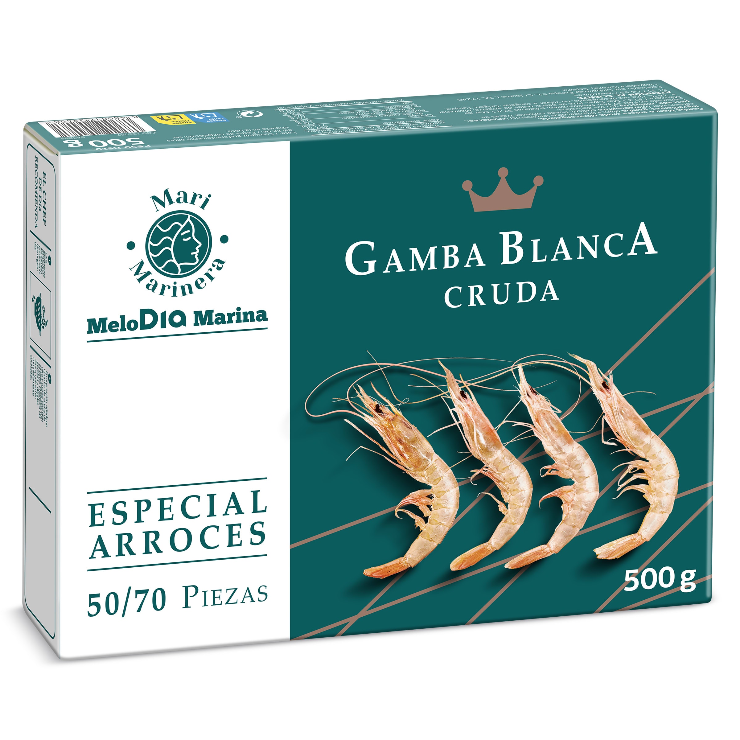 Gamba blanca cruda 50/70 piezas Mari Marinera de Dia caja 500 g