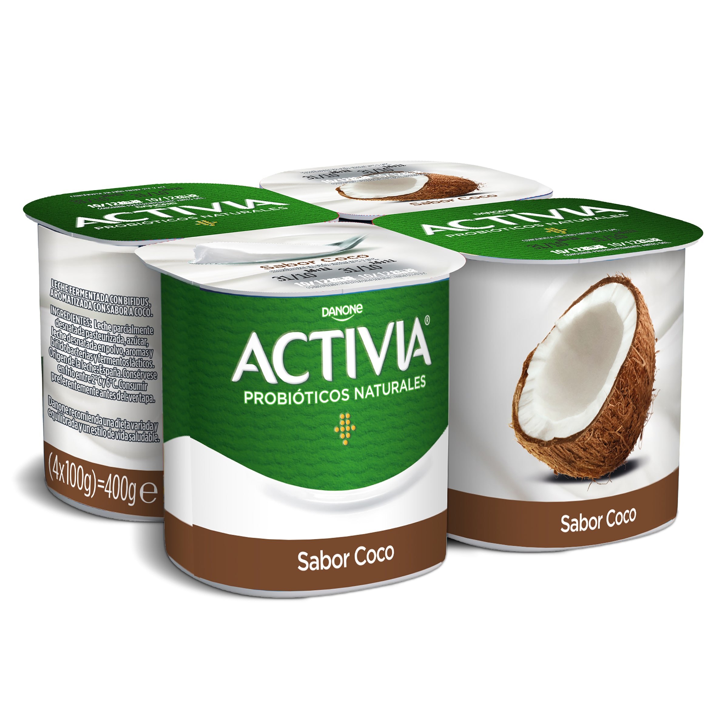 Bífidus sabor coco ACTIVIA  4 unidades PACK 400 GR
