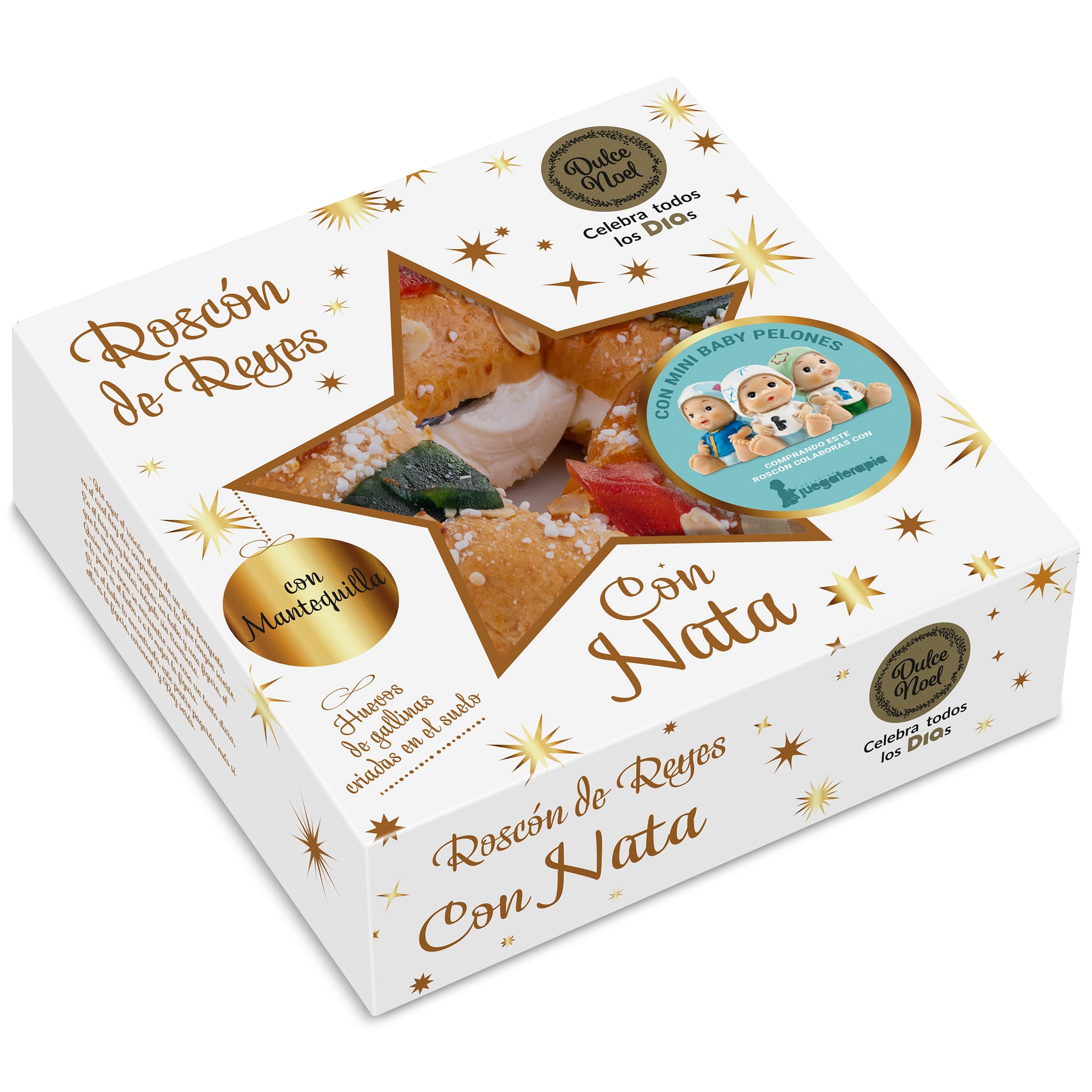 Roscón de Reyes premium con nata Dulce Noel caja 875 g