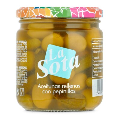 Aceitunas rellenas con pepinillos La sota frasco 180 g-0