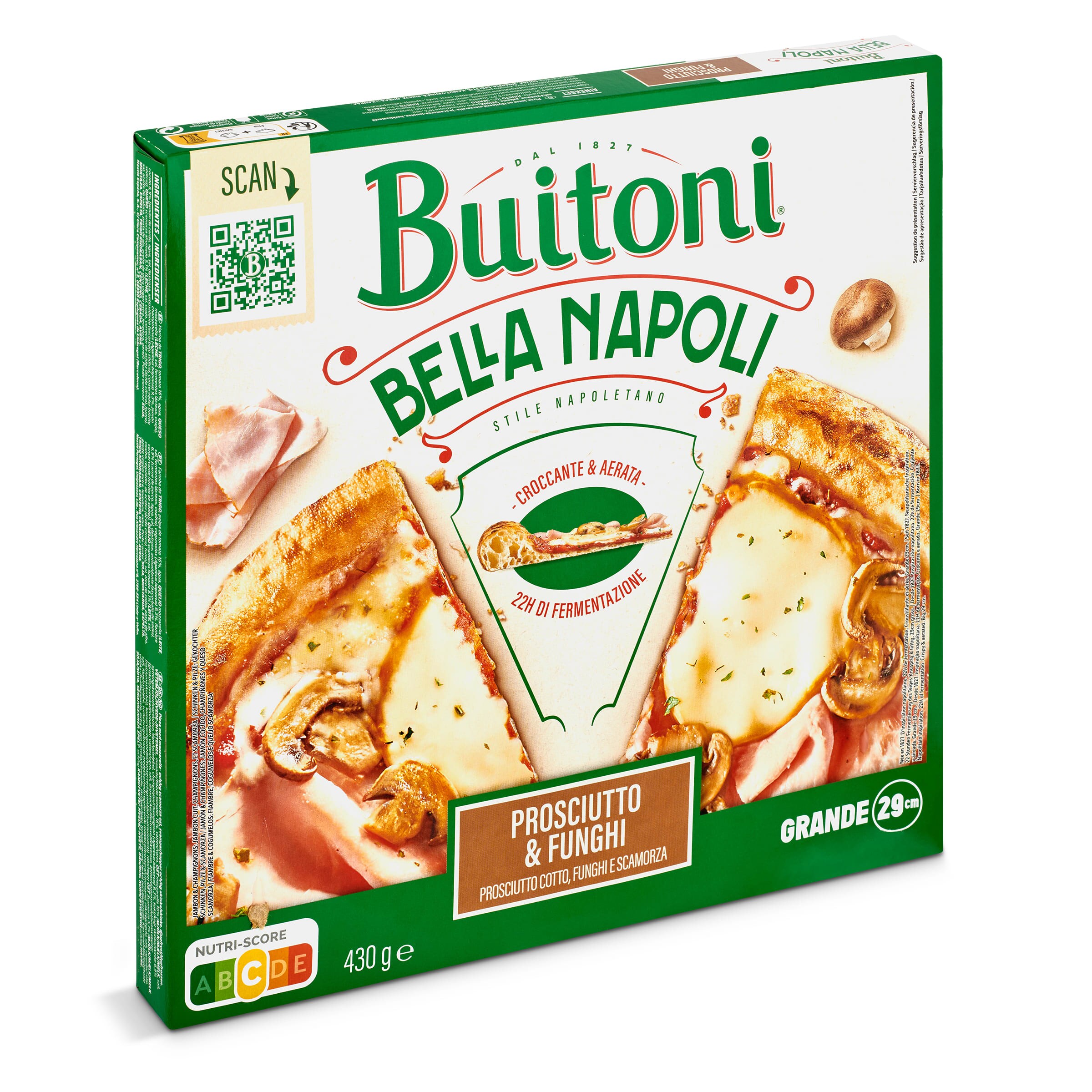 Pizza jamón y champiñones Bella Napoli Buitoni caja 430 g