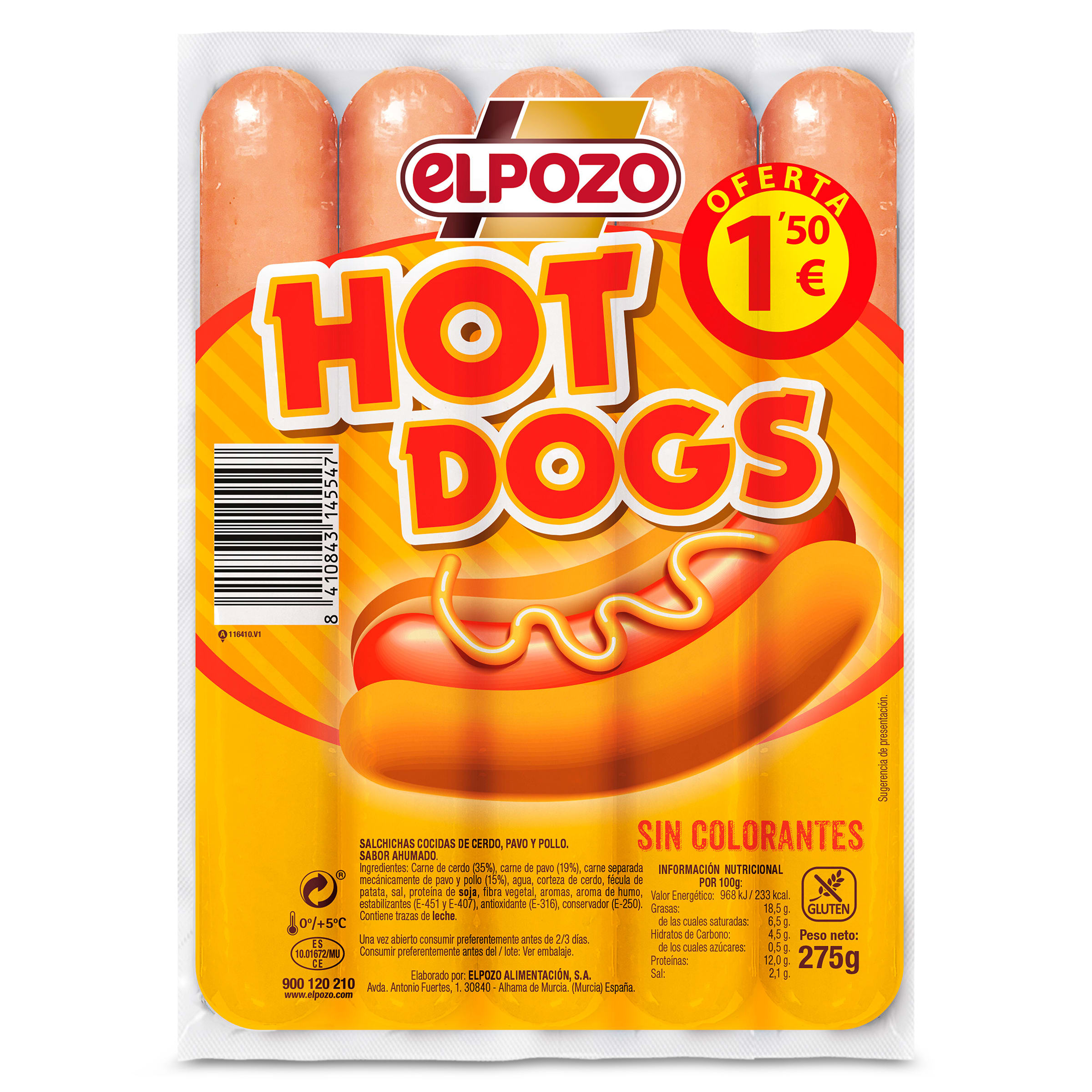 Salchichas hot dog Elpozo King bolsa 275 g