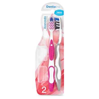 Cepillo de dientes avanzado medio Dentialine blister 2 unidades-0