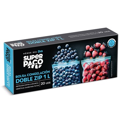 Bolsas de congelación doble zip 1 litro Super Paco de Dia caja 20 unidades-0 Bolsas de congelación doble zip 1 litro Super Paco de Dia caja 20 unidades-0