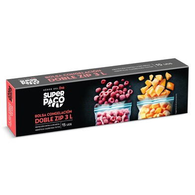 Bolsas de congelación doble zip 3 litros Dia Super Paco 15 unidades-0 Bolsas de congelación doble zip 3 litros Dia Super Paco 15 unidades-0