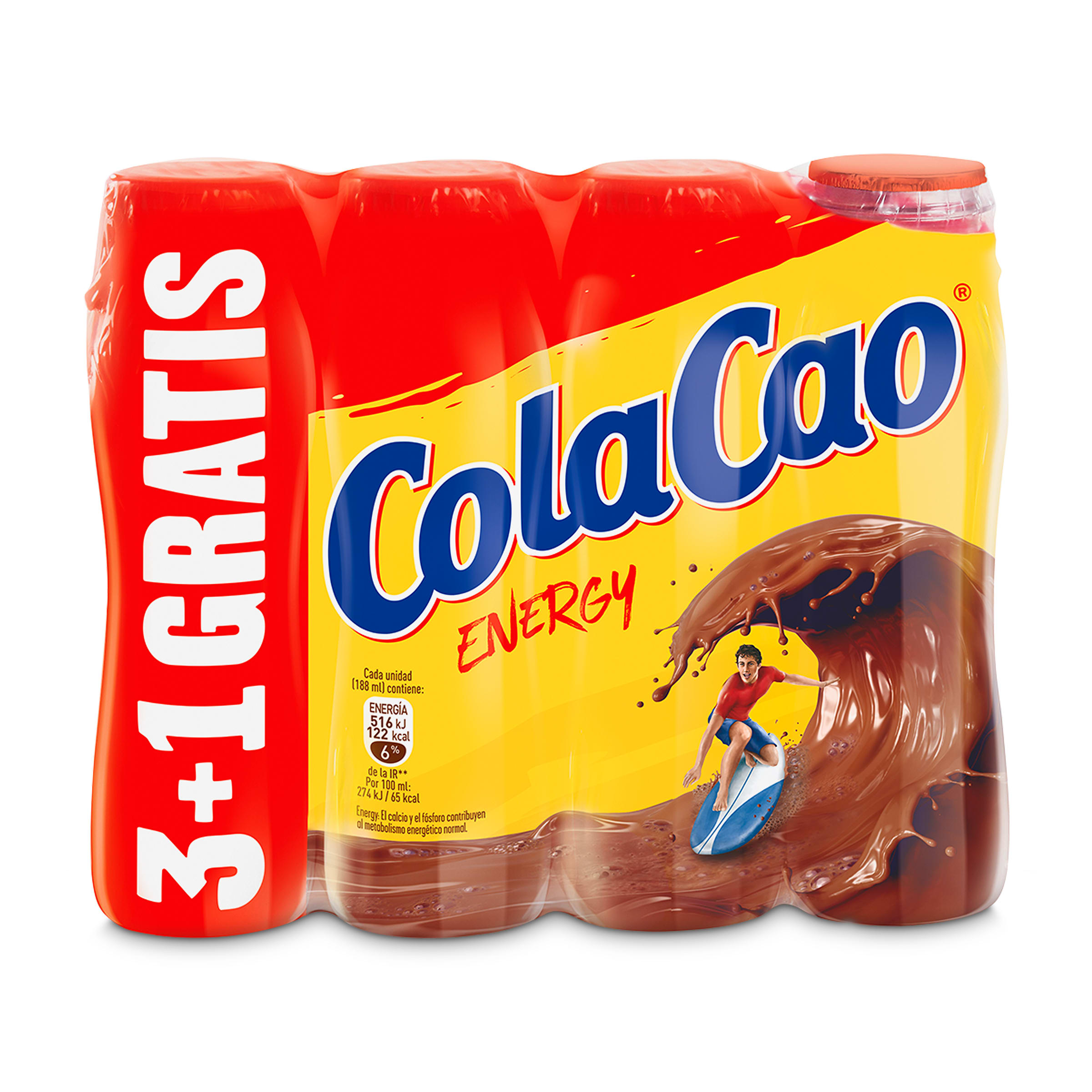 Batido energy ColaCao pack 3 + 1 x 188 ml