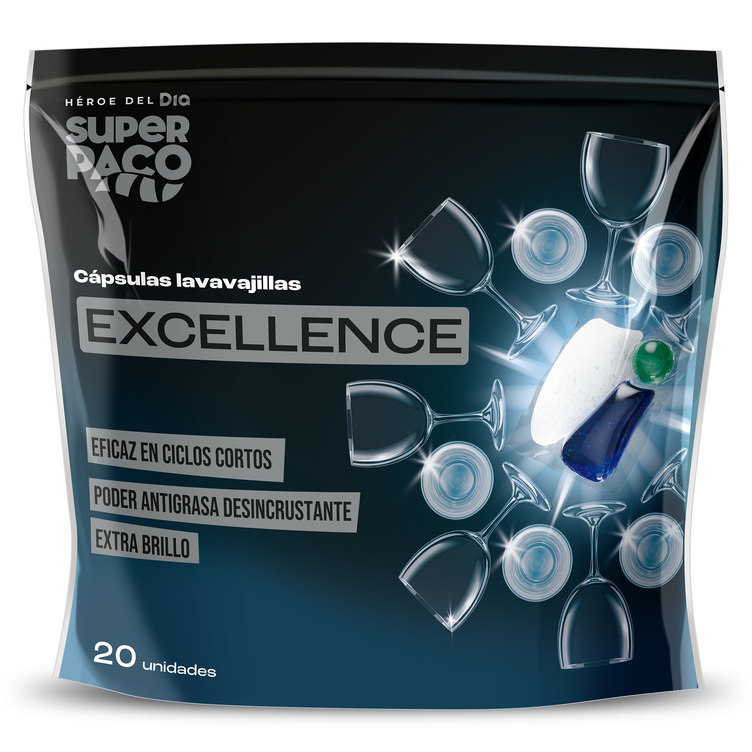 Lavavajillas máquina excellence Super Paco de Dia bolsa 20 unidades