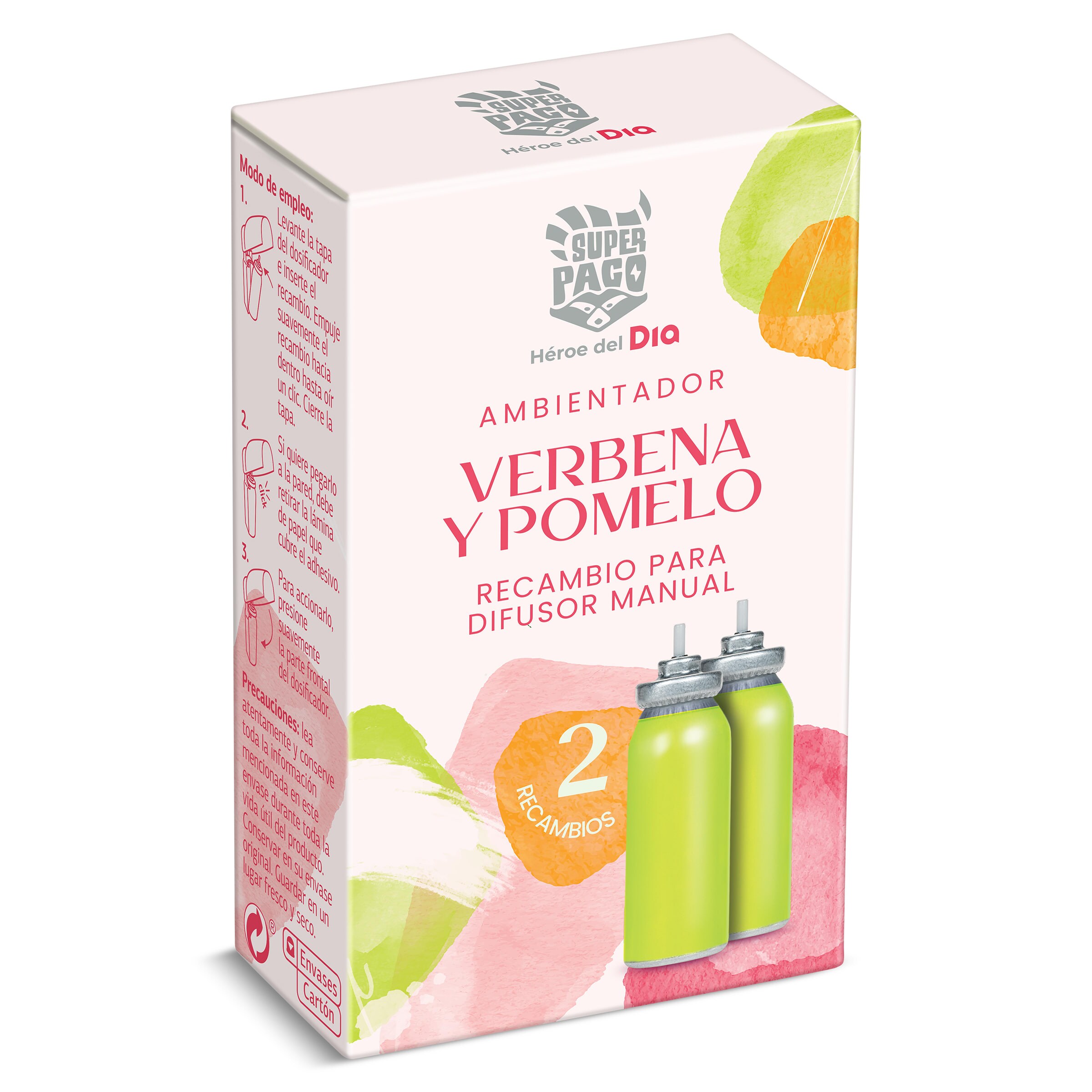 Ambientador verbena y pomelo recambio Super Paco de Dia caja 2 unidades