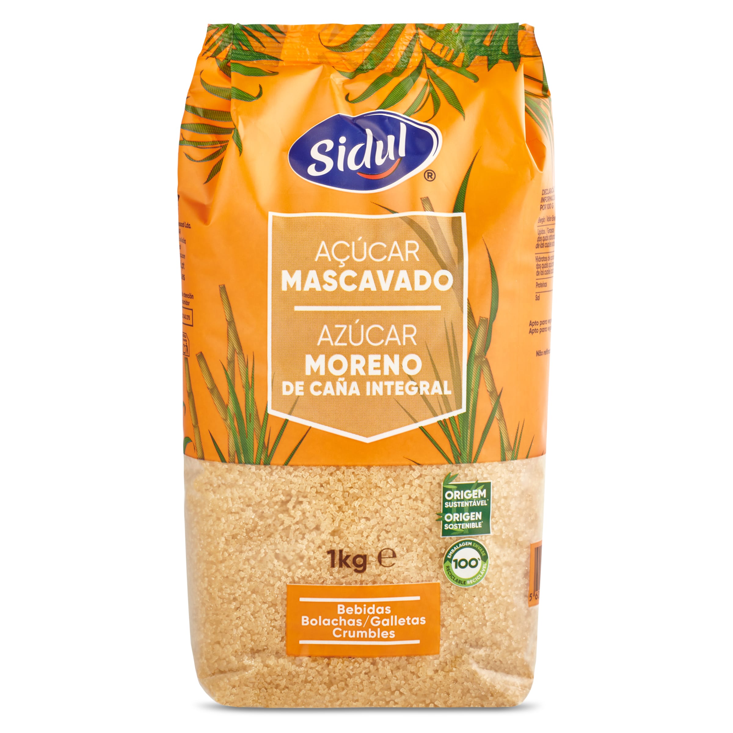 Azúcar moreno de caña integral Sidul bolsa 1 kg