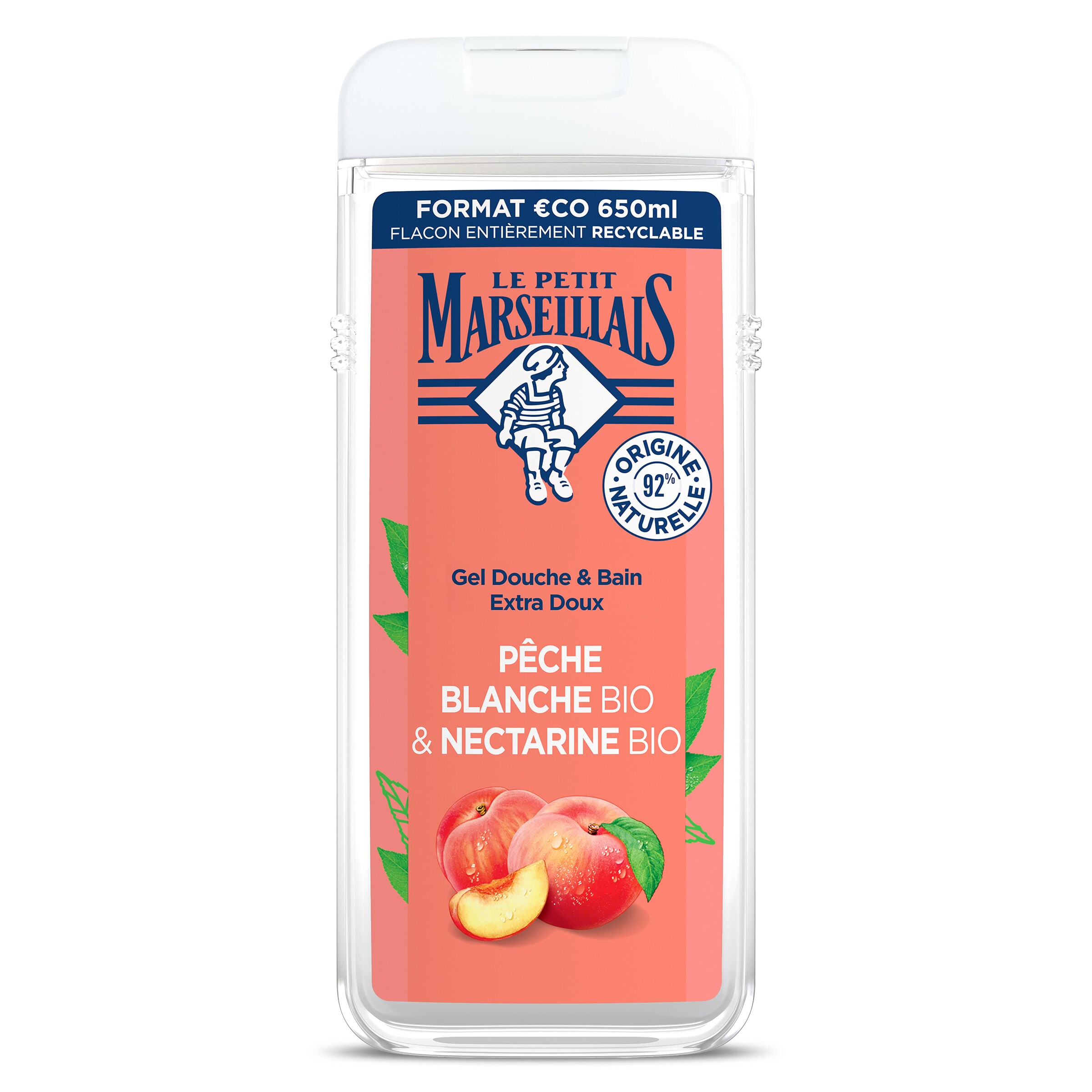 Gel de ducha melocotón blanco y nectarina Le petit marseillais botella 650 ml