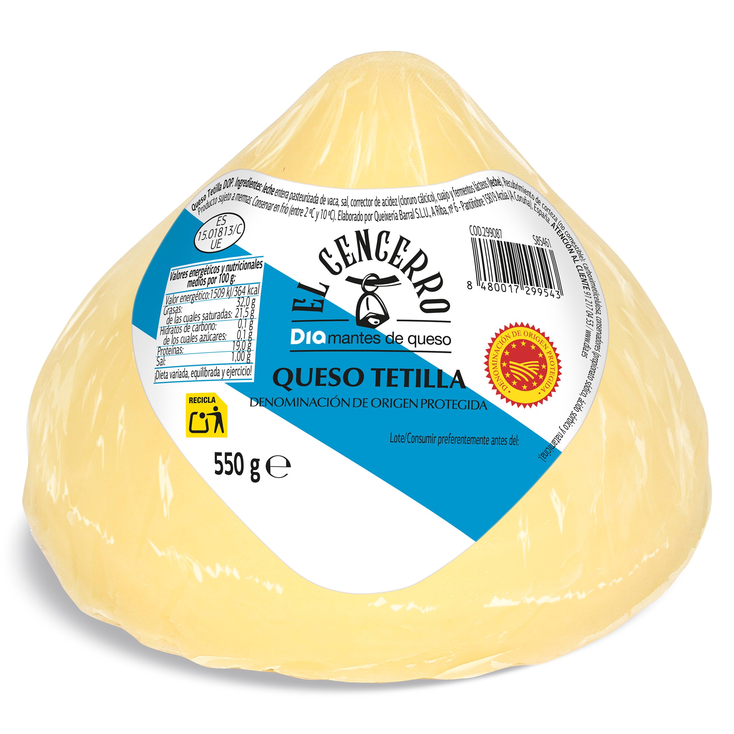 Queso Tetilla D.O.P. El Cencerro de Dia 550 g