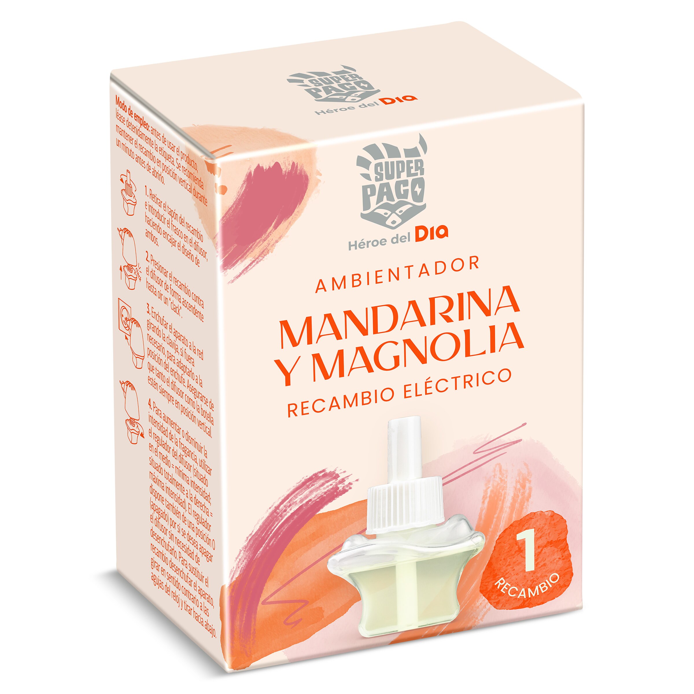 Ambientador eléctrico mandarina y magnolia recambio  Super Paco de Dia caja 1 unidad