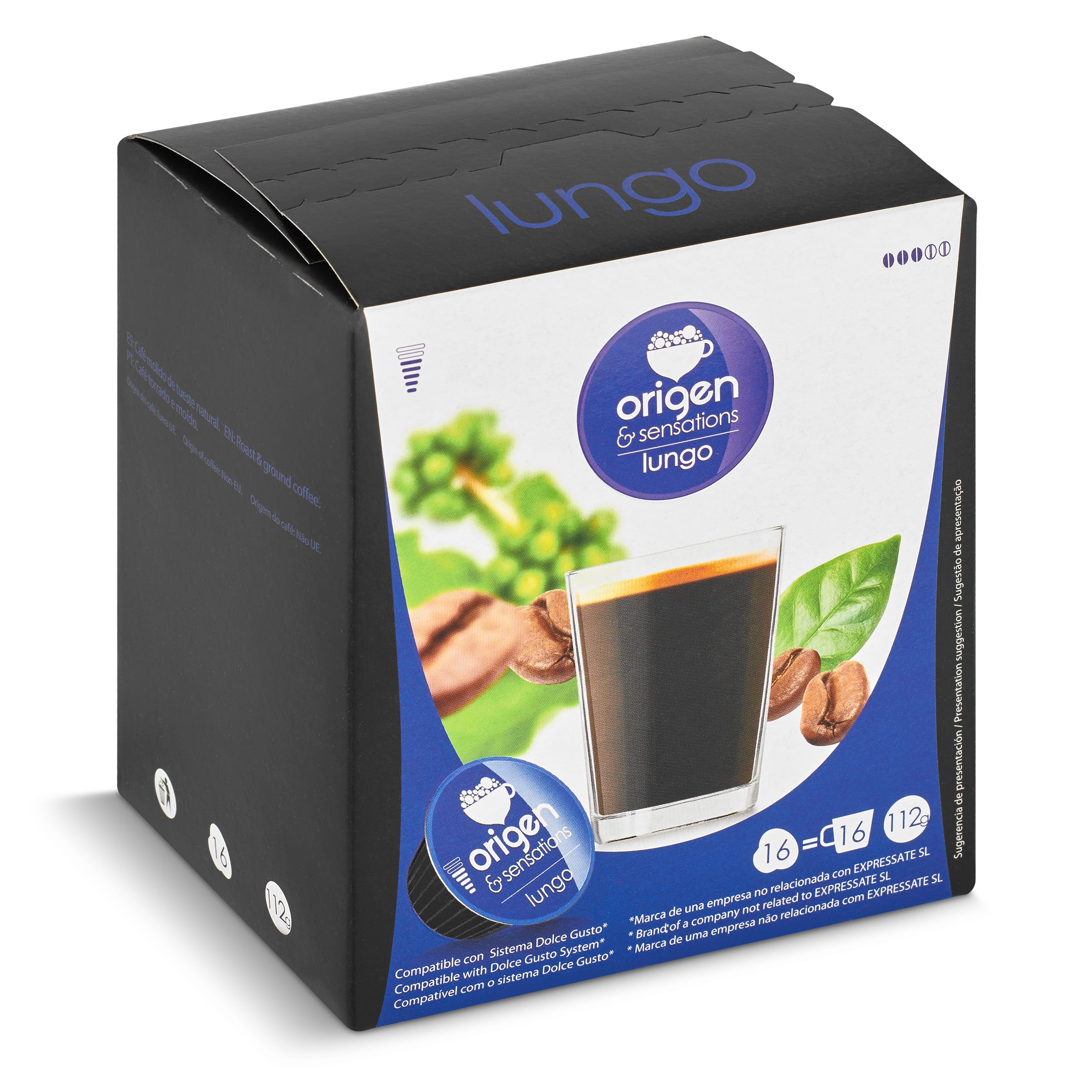 Café en cápsulas lungo Origen&sensations caja 16 unidades