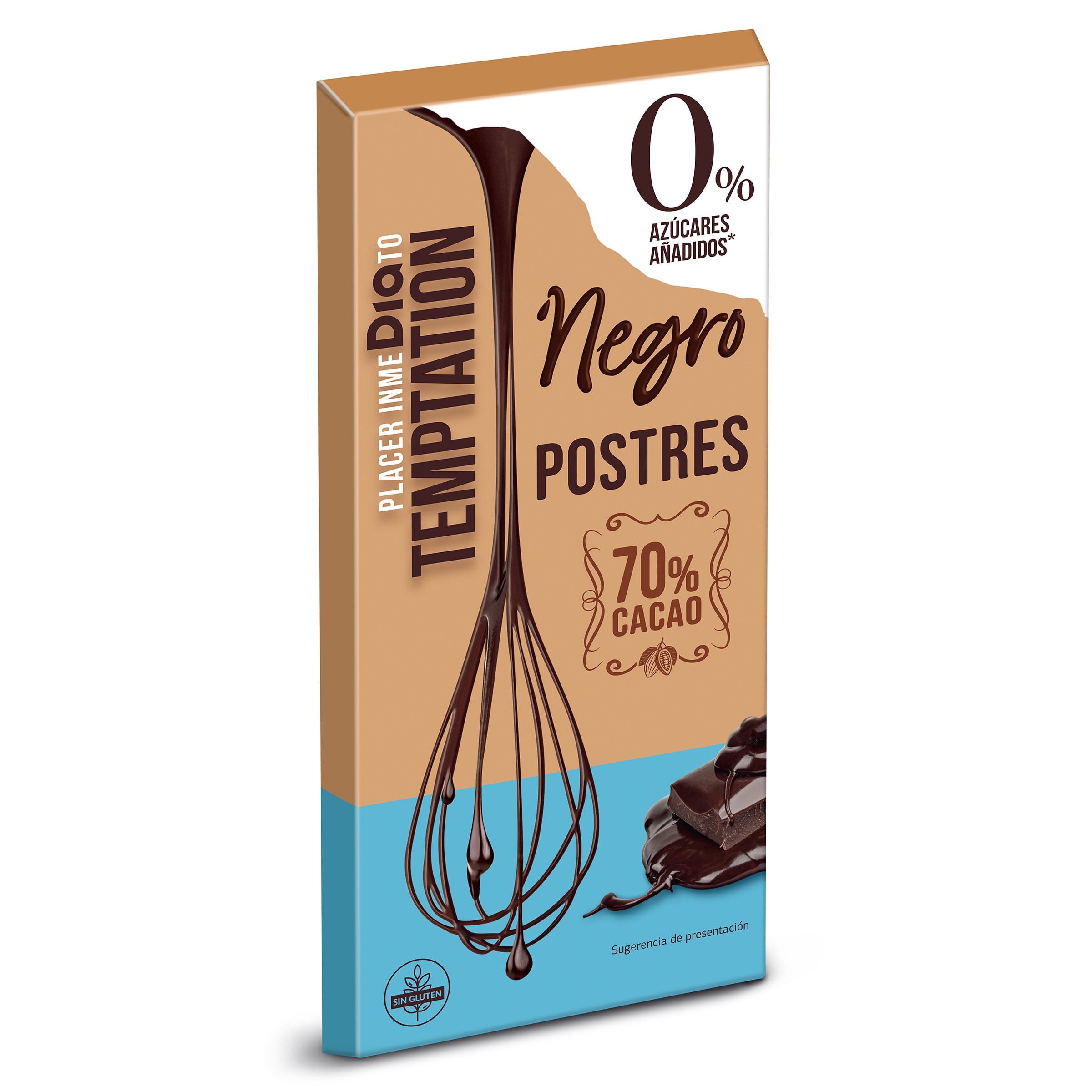 Chocolate negro para postres sin azúcares añadidos Temptation de Dia 200 g