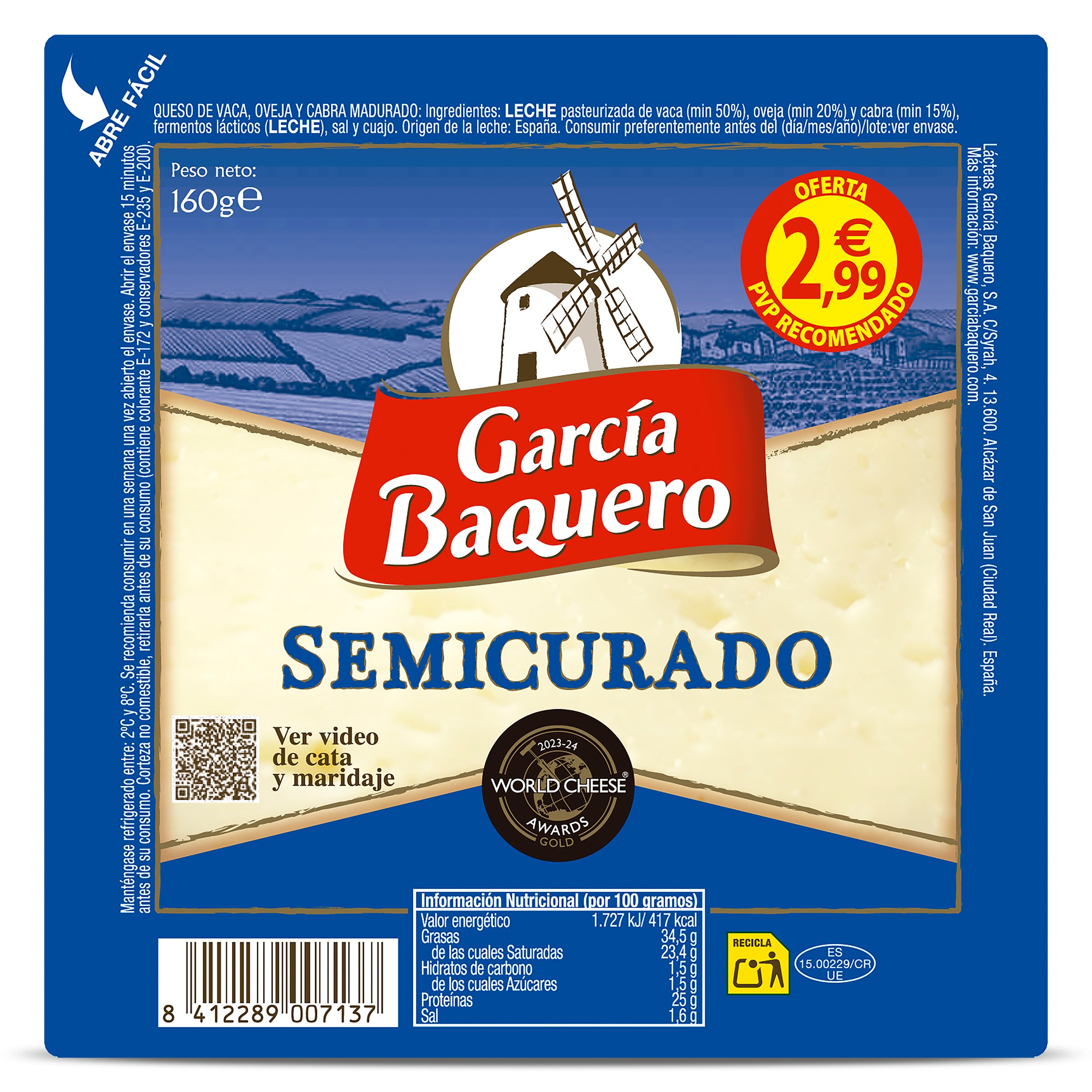 Queso semicurado García Baquero 180 g