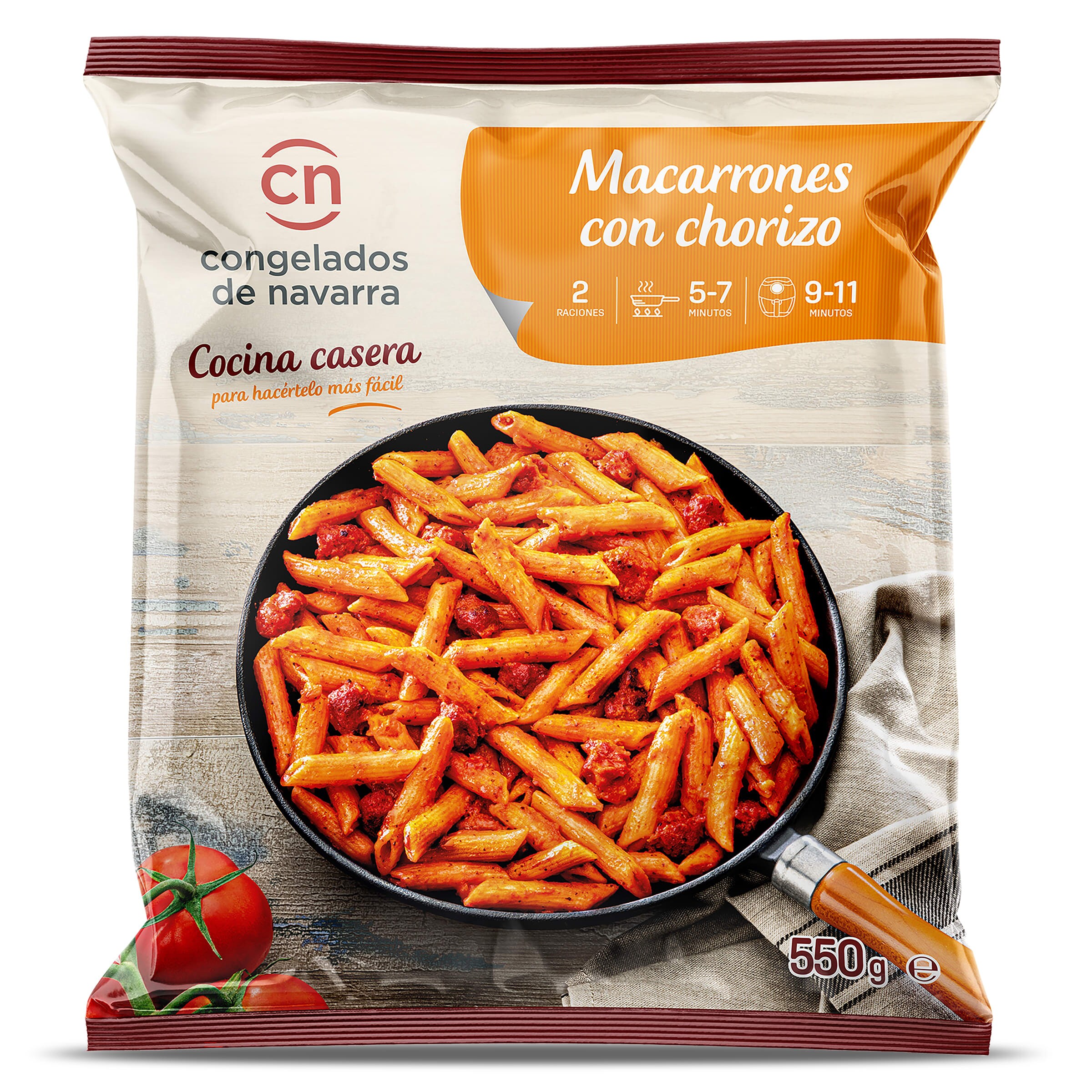 Macarrones con chorizo Congelados de Navarra bolsa 550 g