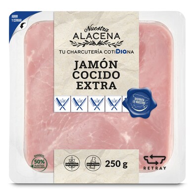 Jamón cocido extra Dia Nuestra Alacena 250 g-0 Jamón cocido extra Dia Nuestra Alacena 250 g-0