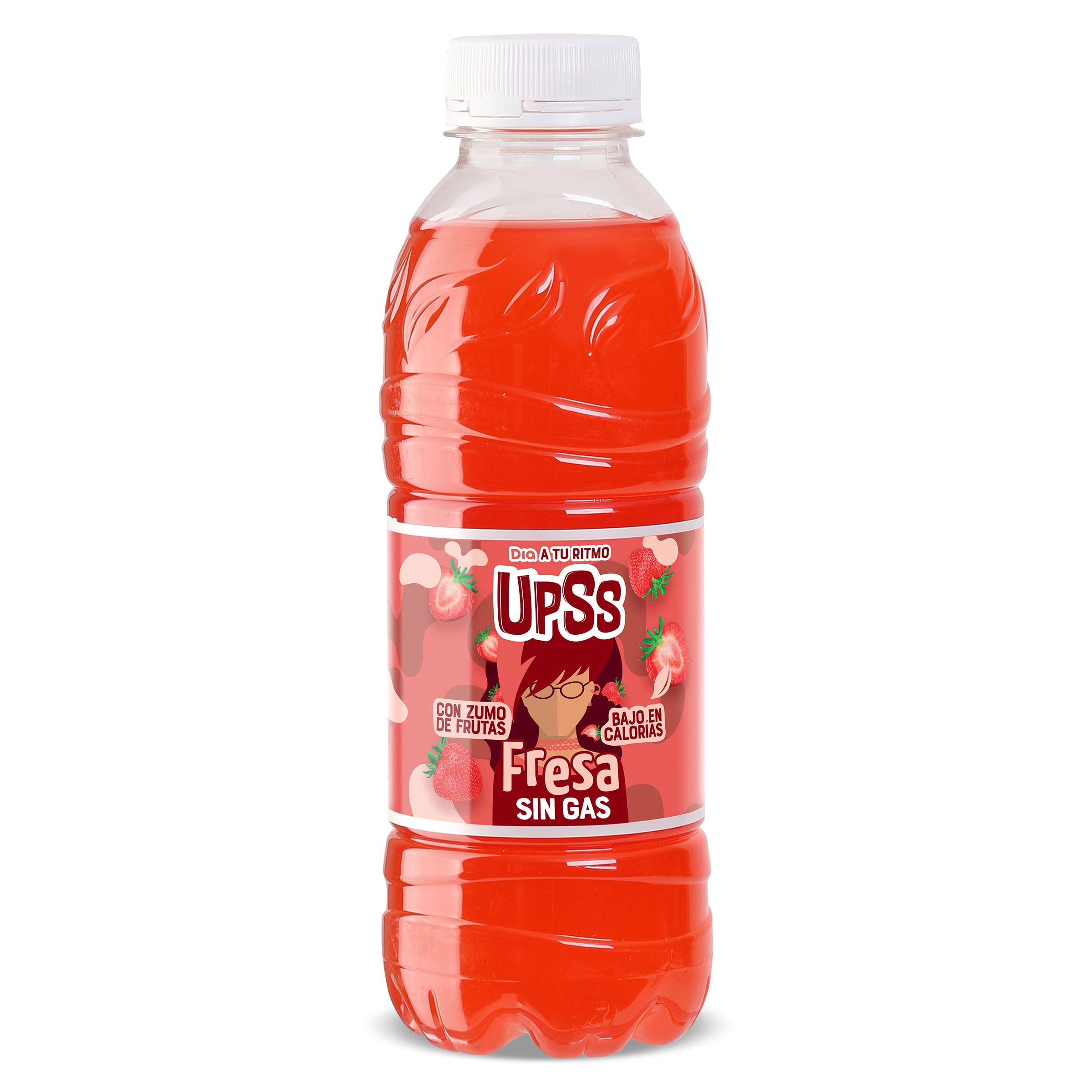 Refresco sin gas de fresa Upss Dia botella 500 ml