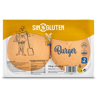 Pan de hamburguesa sin gluten El molino de Dia 170 g-0 Pan de hamburguesa sin gluten El molino de Dia 170 g-0