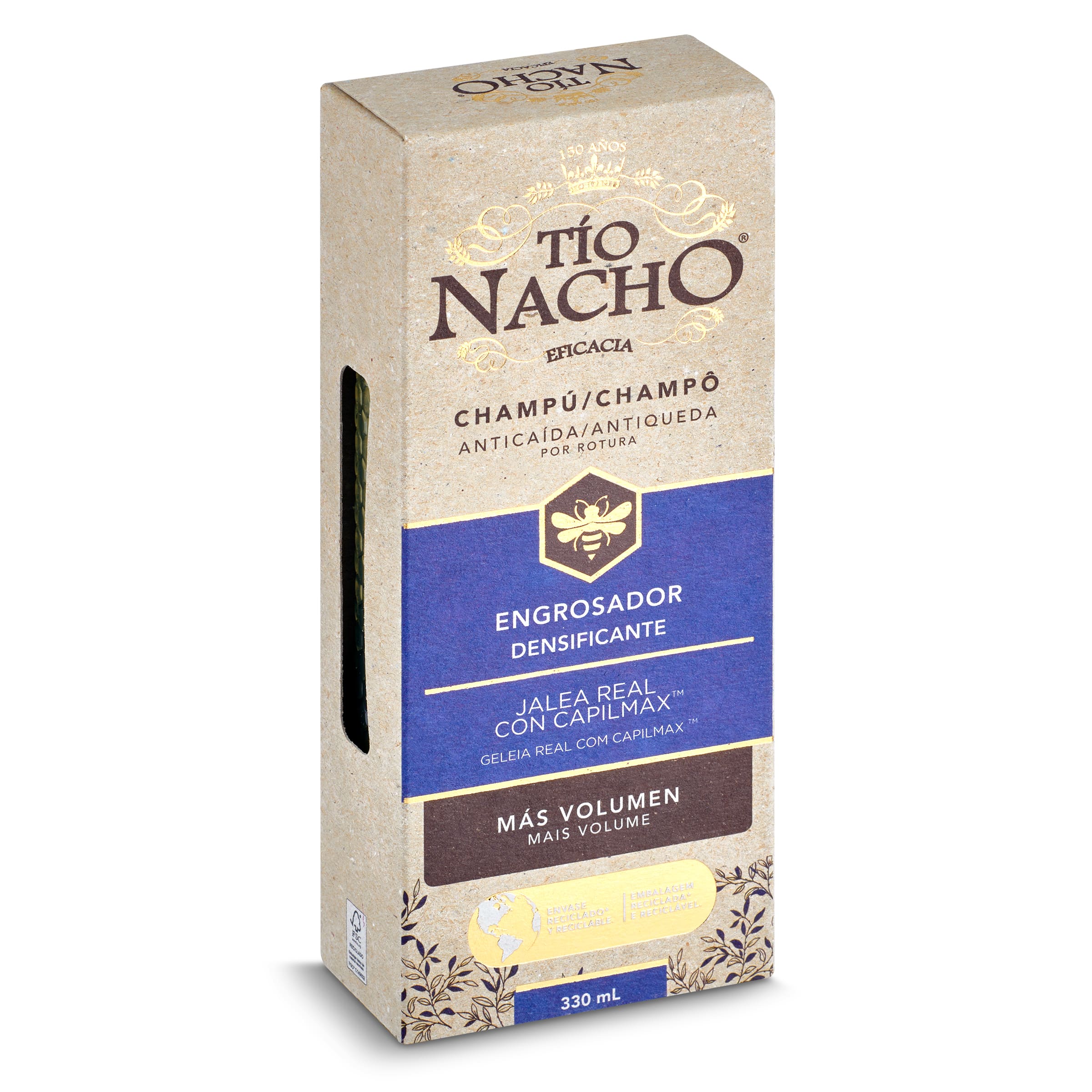 Champú anticaída engrosador densificante Tío Nacho botella 330 ml