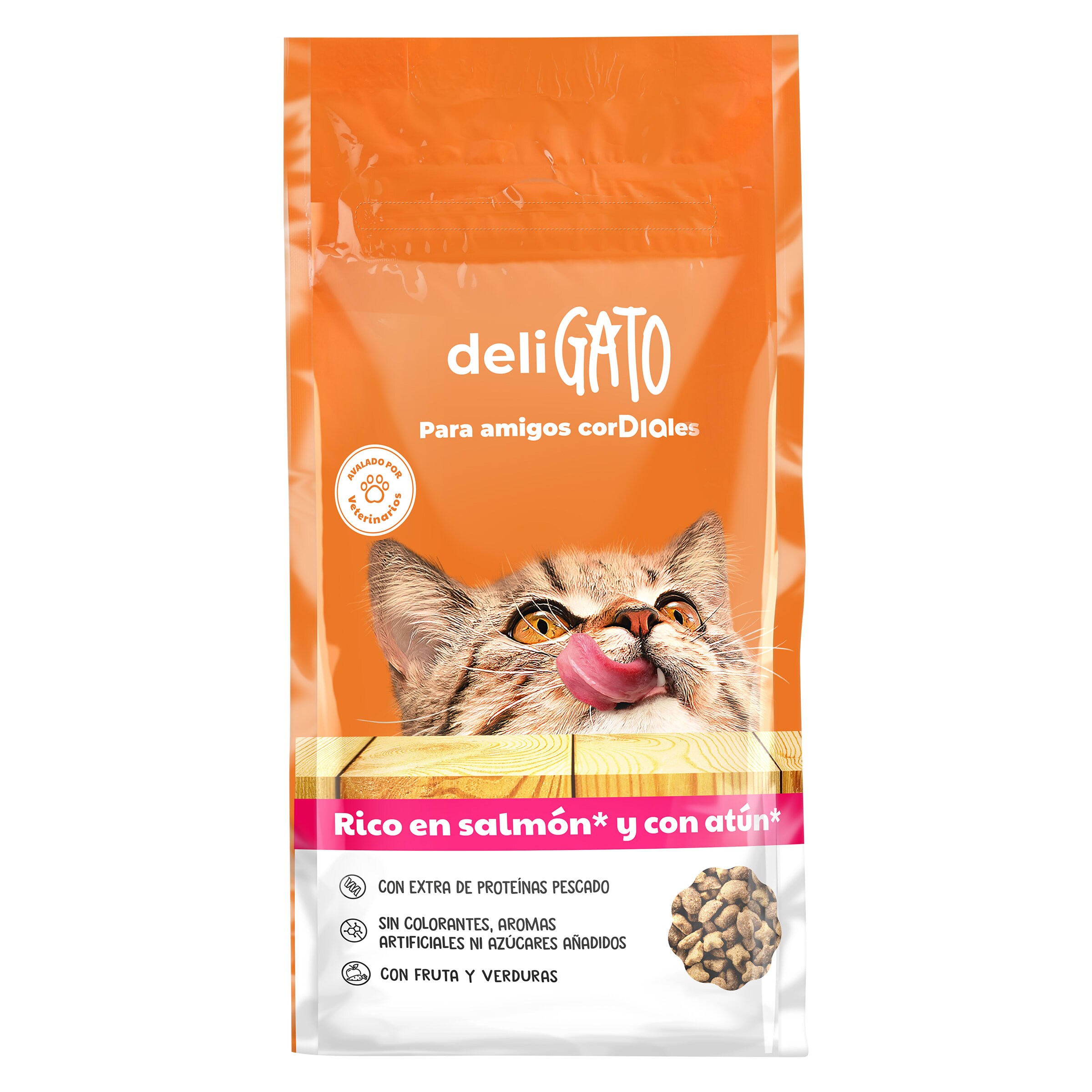 Alimento para gatos con salmón y atún Deligato Dia bolsa 1.5 Kg