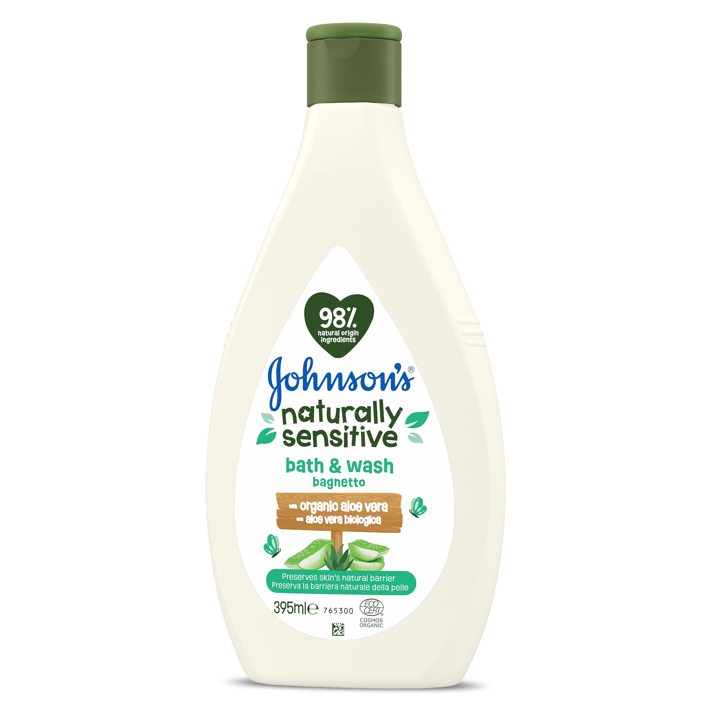 Gel de baño aloe vera Johnson Naturaly sensitive botella 395 ml