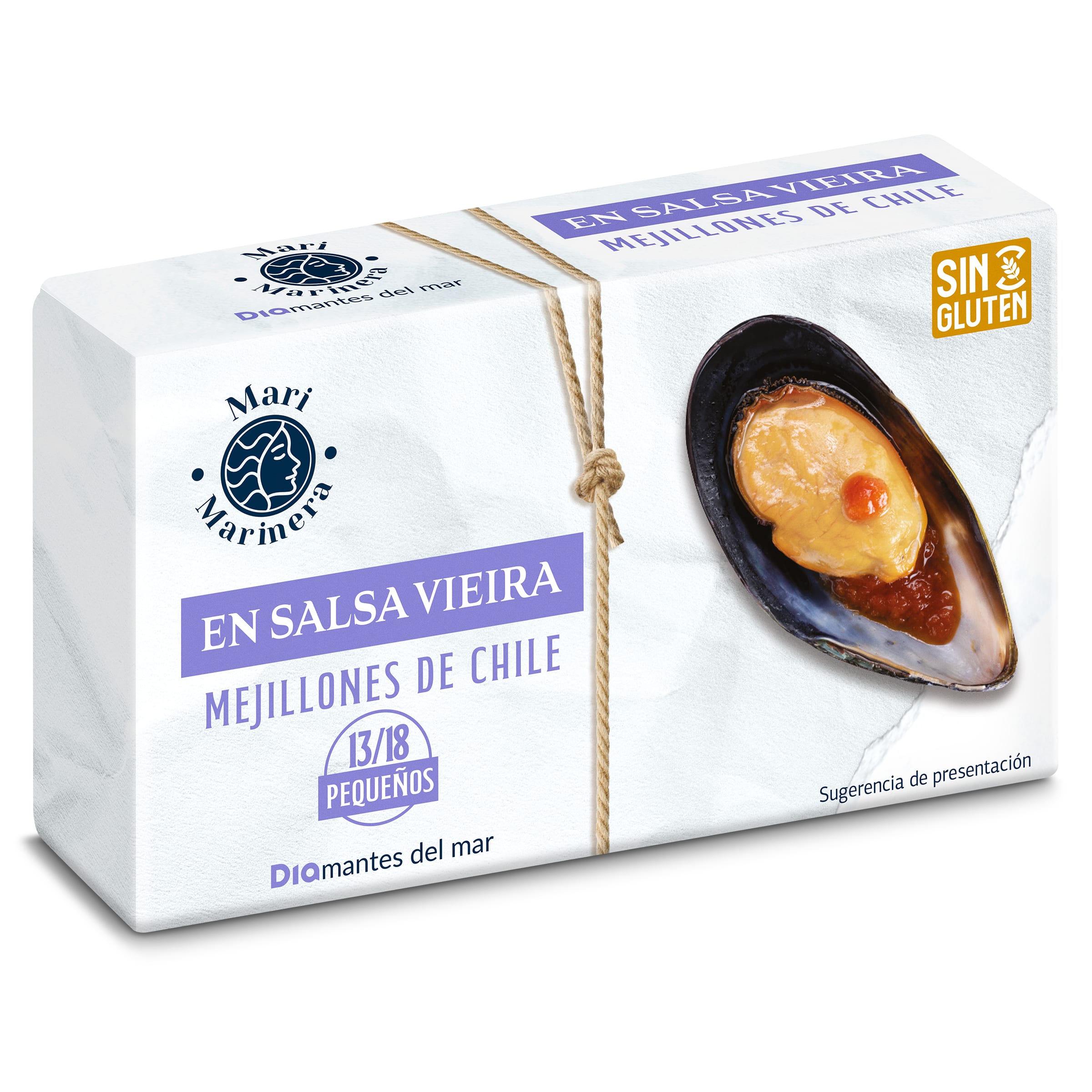 Mejillones de Chile en salsa vieira 13/18 piezas Mari Marinera de Dia lata 69 g