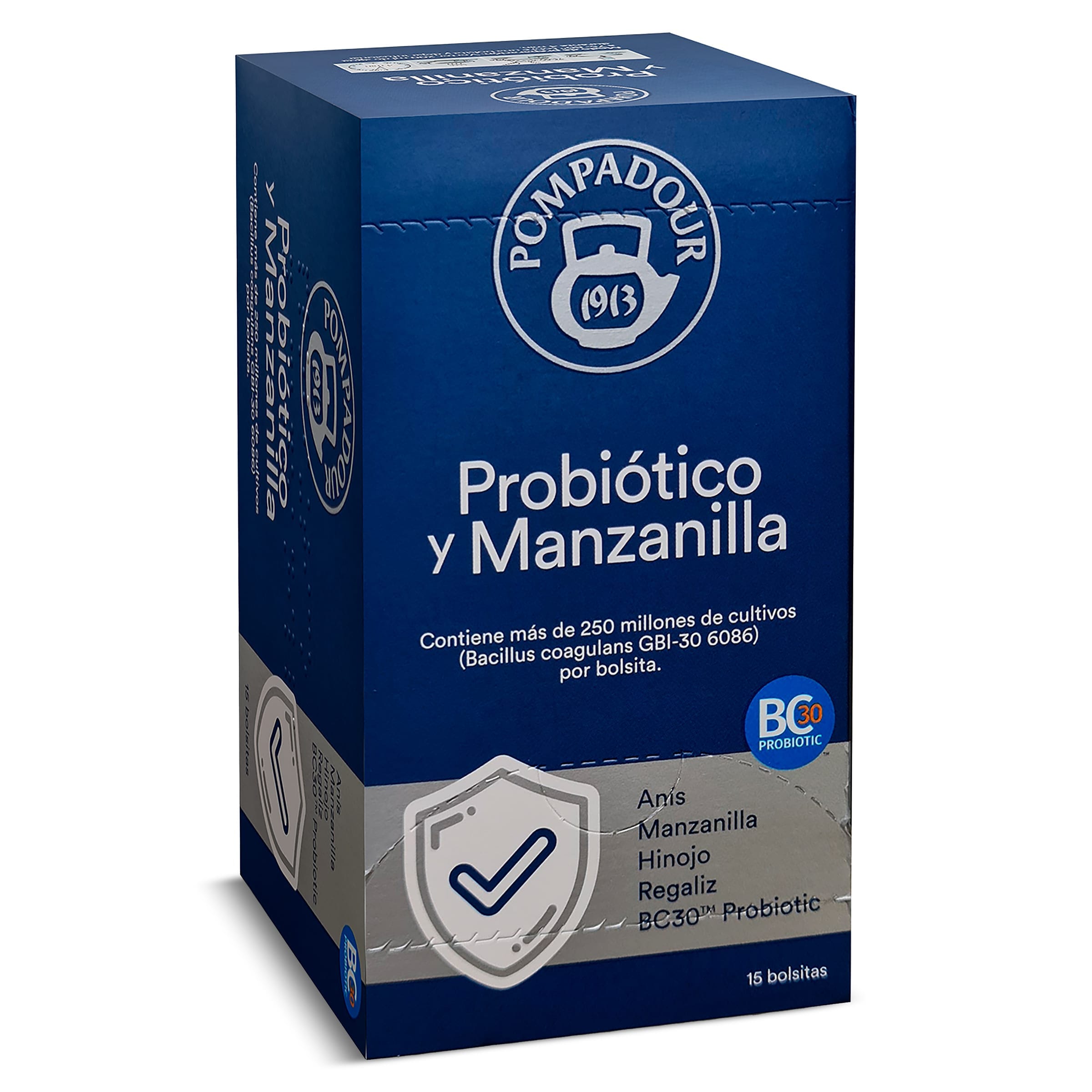 Infusión con probióticos y manzanilla Pompadour caja 15 unidades