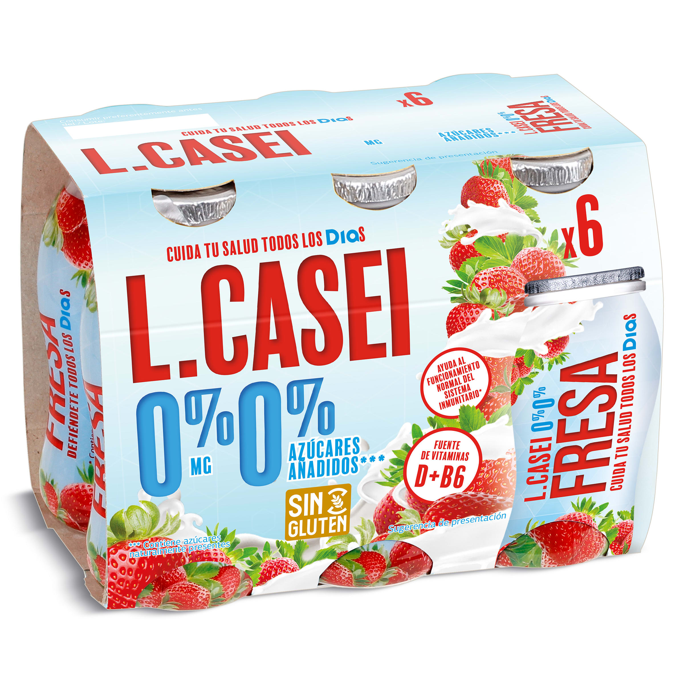 Yogur desnatado líquido de fresa L-Casei Dia pack 6 x 100 g