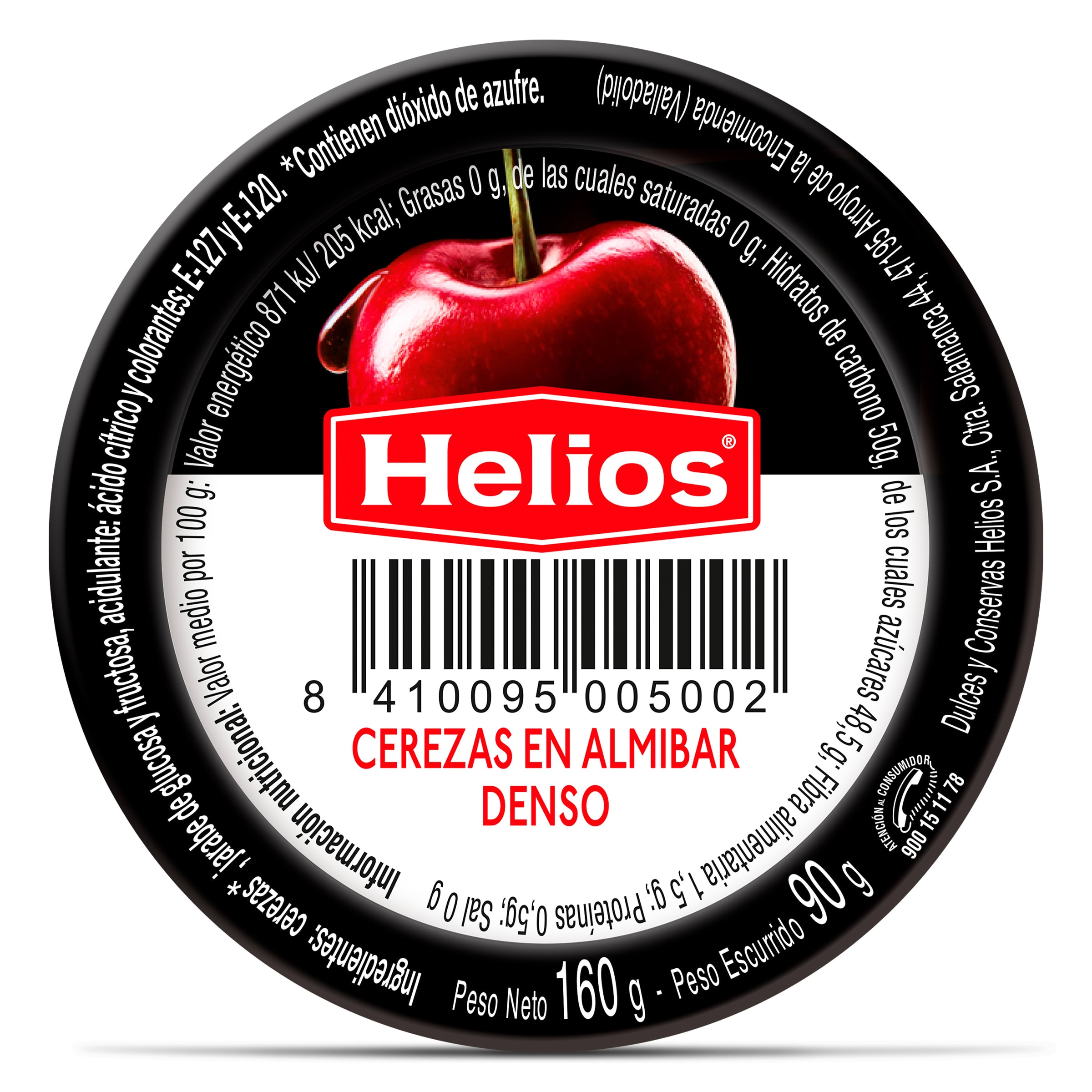 Cerezas rojas en almíbar Helios 90 g