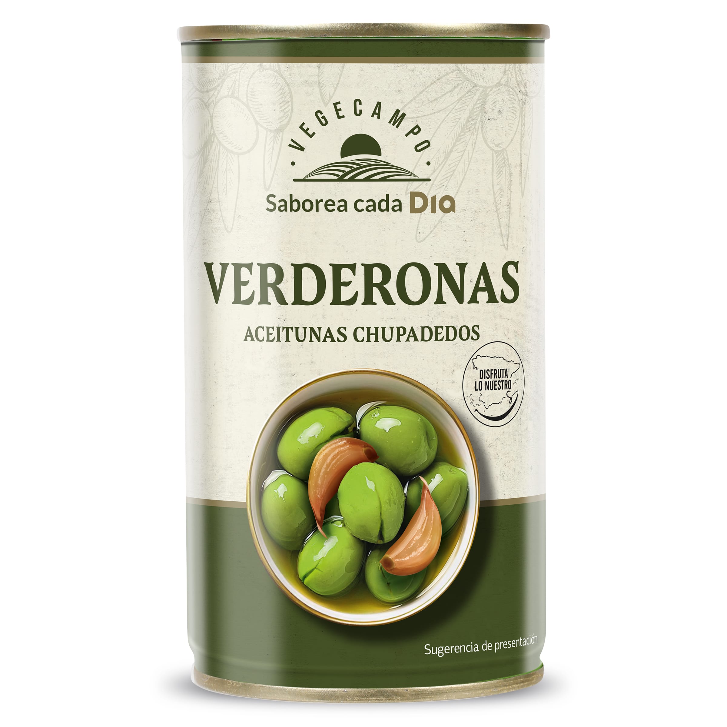 Aceitunas chupadedos verderonas Vegecampo de Dia lata 185 g