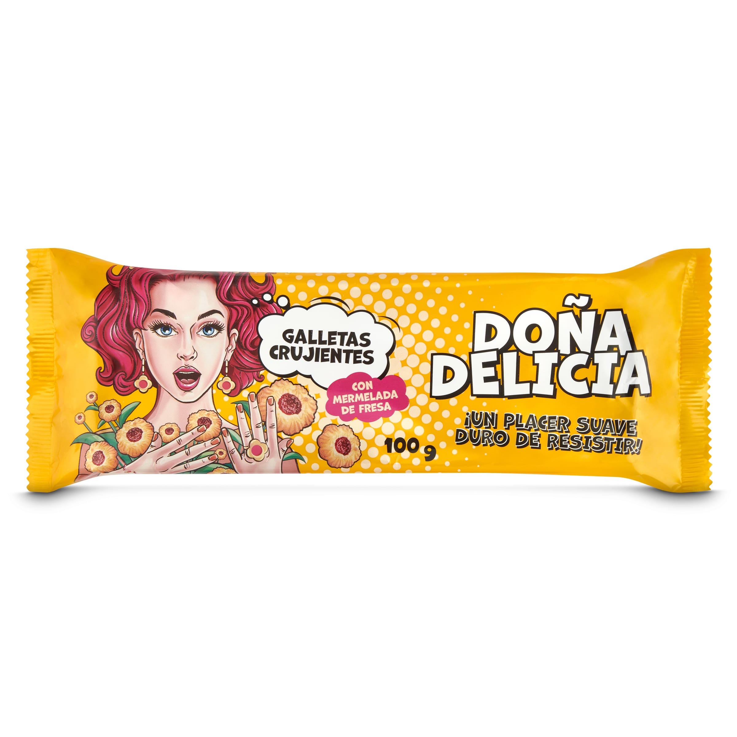 Galletas crujientes con mermelada de fresa Doña delicia bolsa 100 g