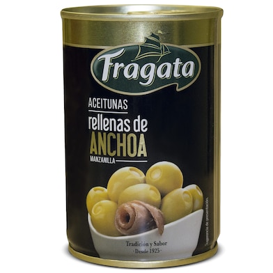 Aceitunas manzanilla rellena de anchoa Fragata lata 130 g-0