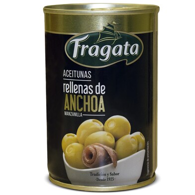 Aceitunas manzanilla rellena de anchoa Fragata lata 130 g-0