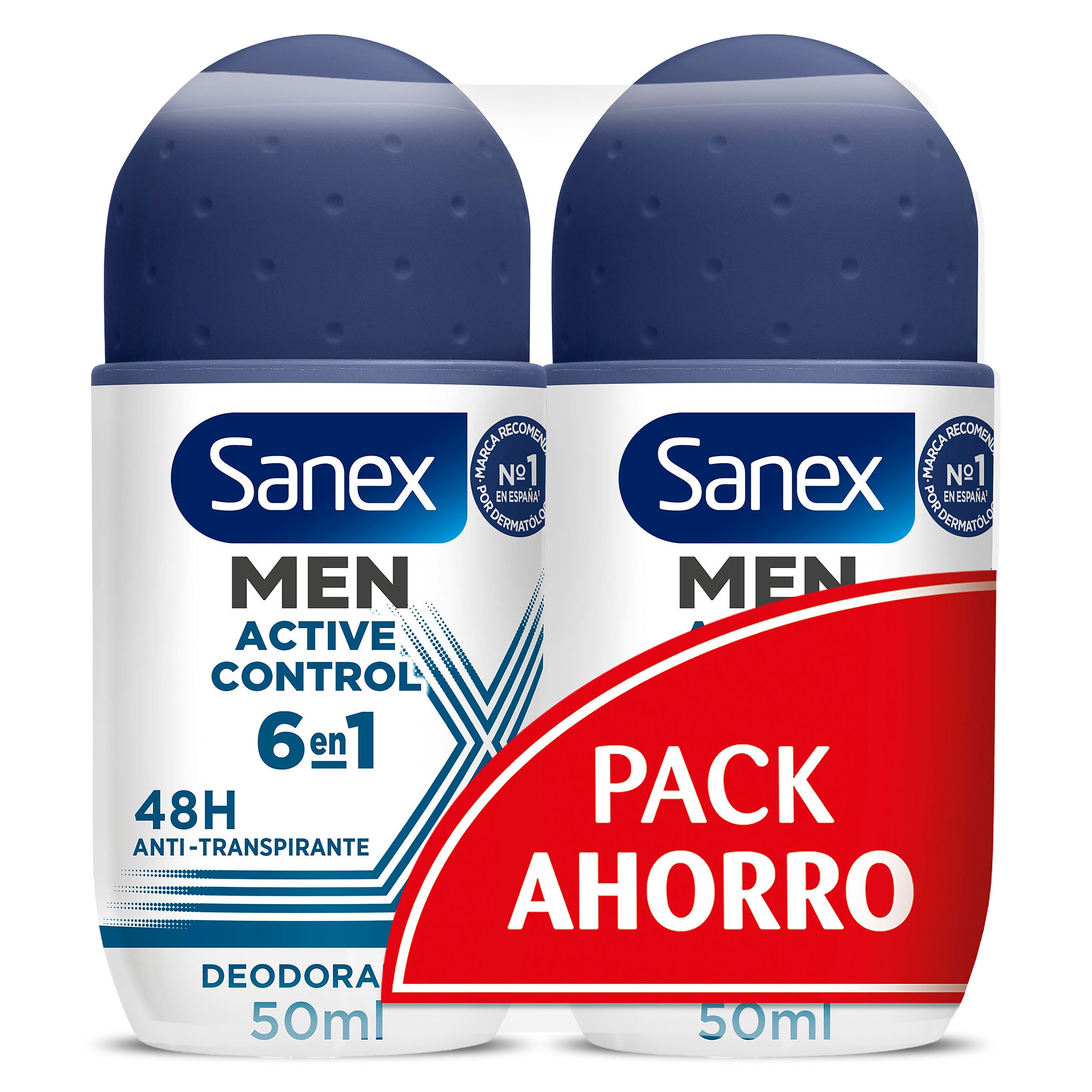 Desodorante roll-on active control hombre Sanex pack 2 x 50 ml