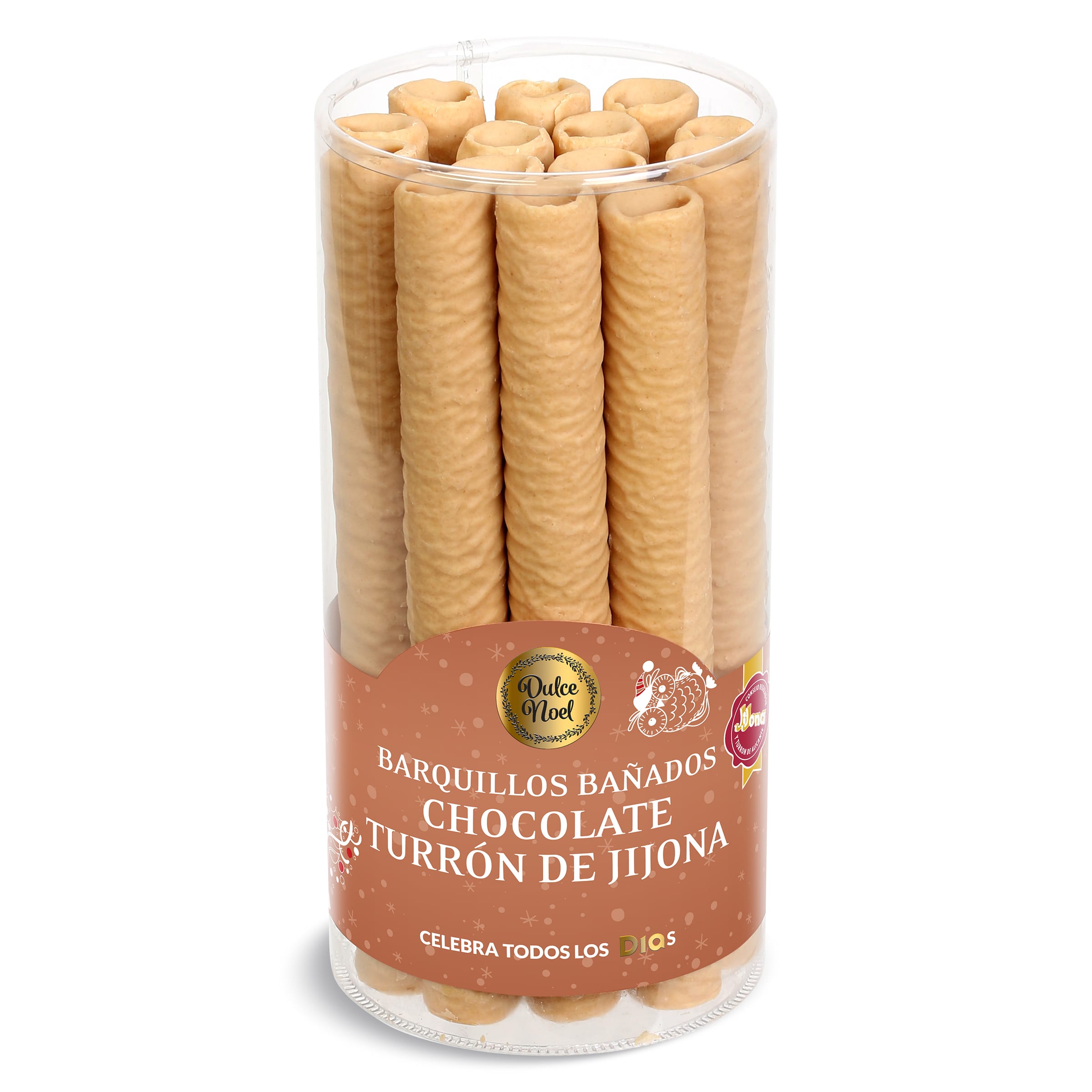 Barquillos bañados en chocolate blanco y turrón de Jijona Dulce Noel Dia caja 280 g